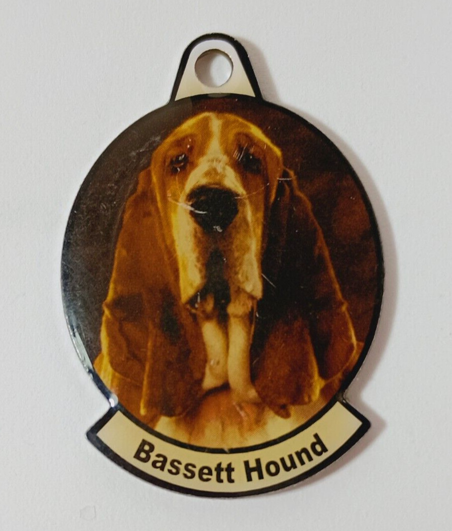 Metal Dog Breed Photo Tag. “Bassett Hound” For Dog Collar or Key Chain.