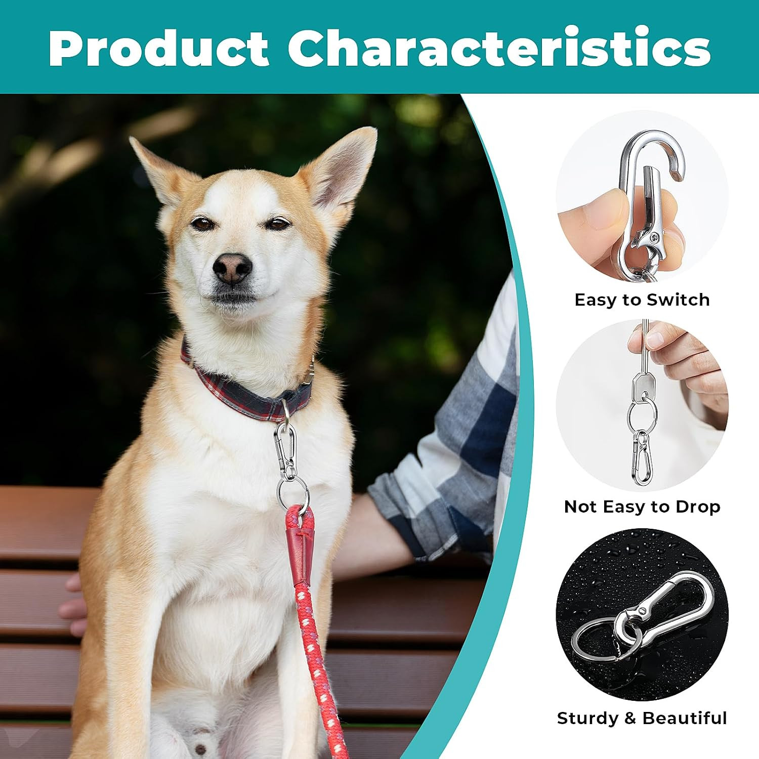 Dog Tag Clips, Stainless Steel Heavy Duty Ring Pet Tag Key Ring Clips, Pet Tags