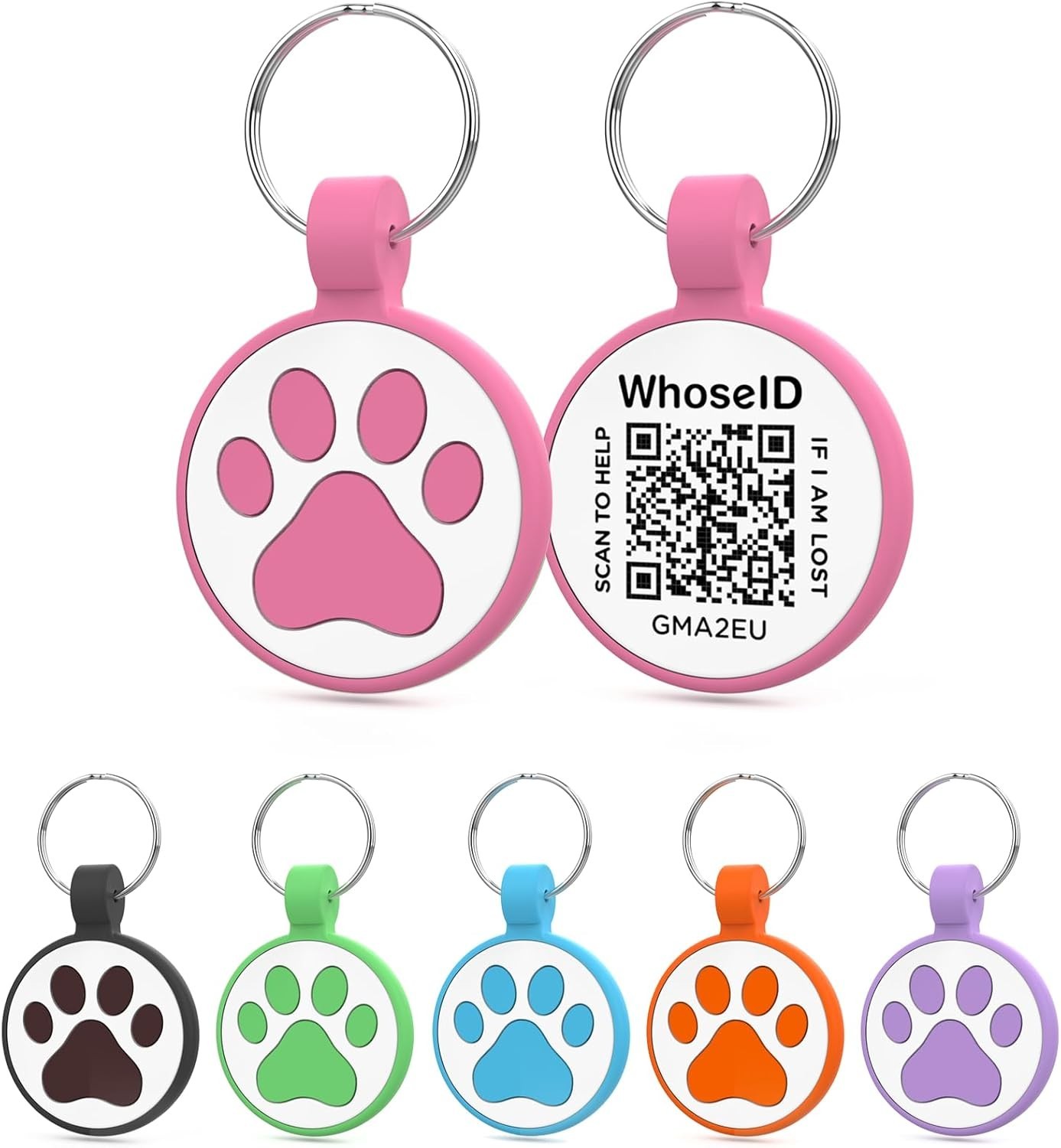 1.25″ Personalized QR Code Dog Tag – Stylish Rose for Medium to Large Breeds