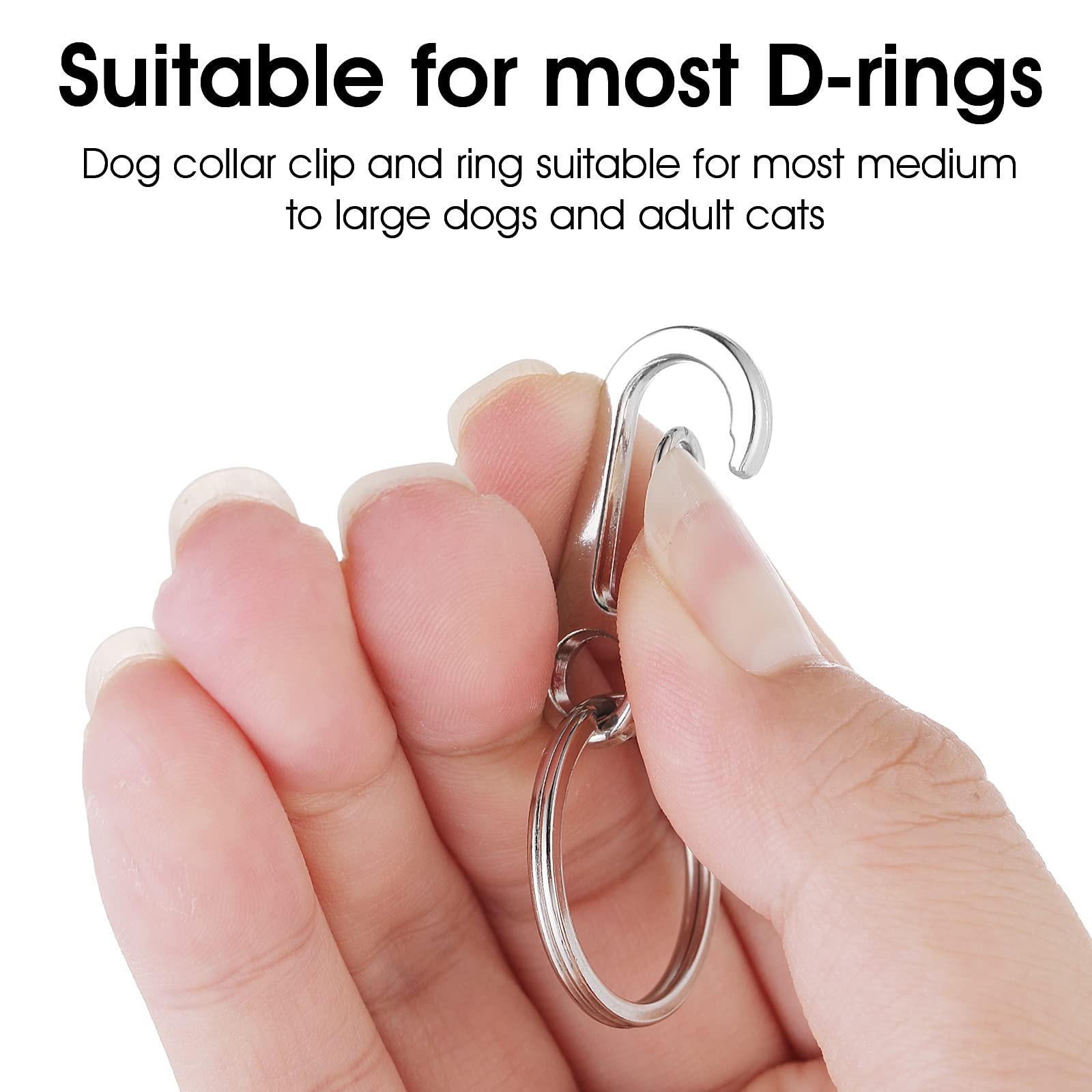 24 PCS Dog Tag Clips with Rings Stainless Steel Pet ID Quick Release Collar Harn