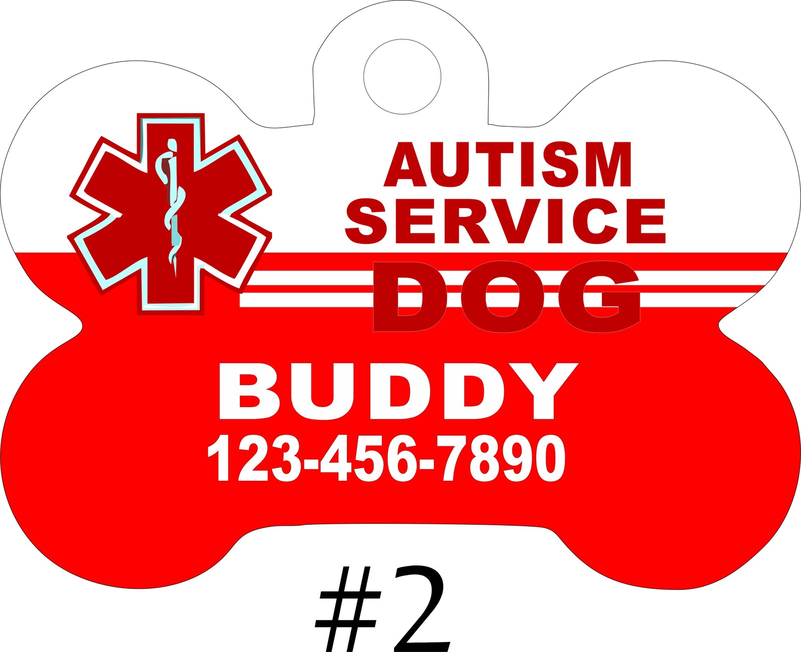 CUSTOM PERSONALIZED PET TAG ID DOG BONE Unique Tag SERVICE, PTSD, SEIZURE, MEDIC