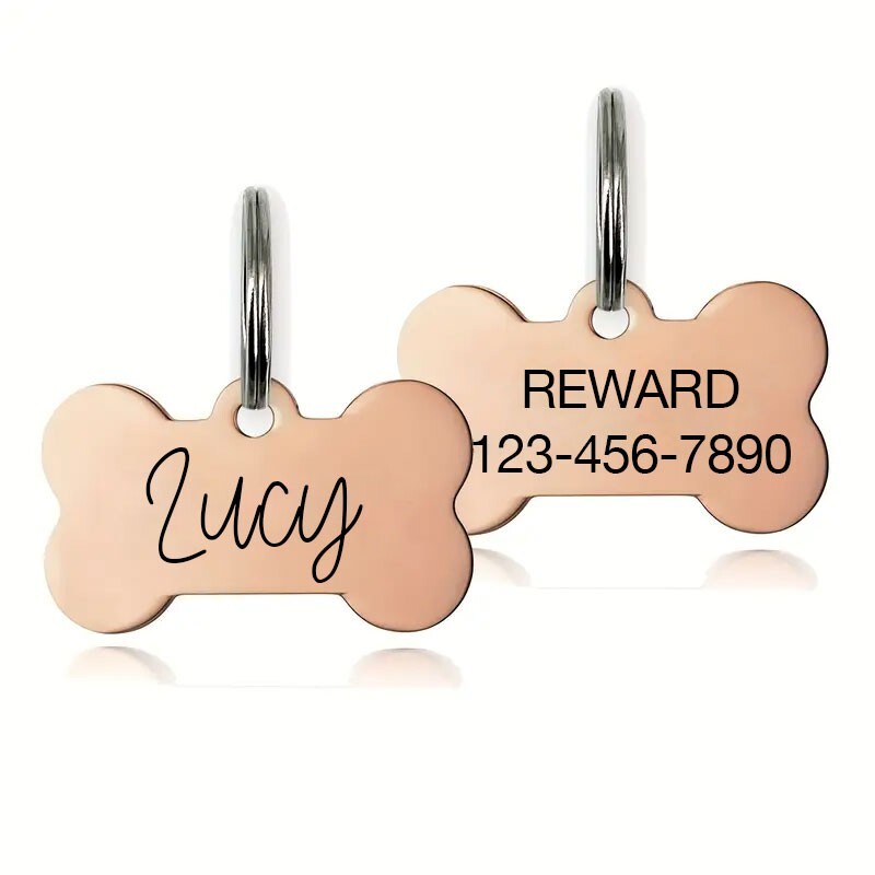 Personalized Bone Dog Tag w/ Charm Pet ID | Custom Engraved USA