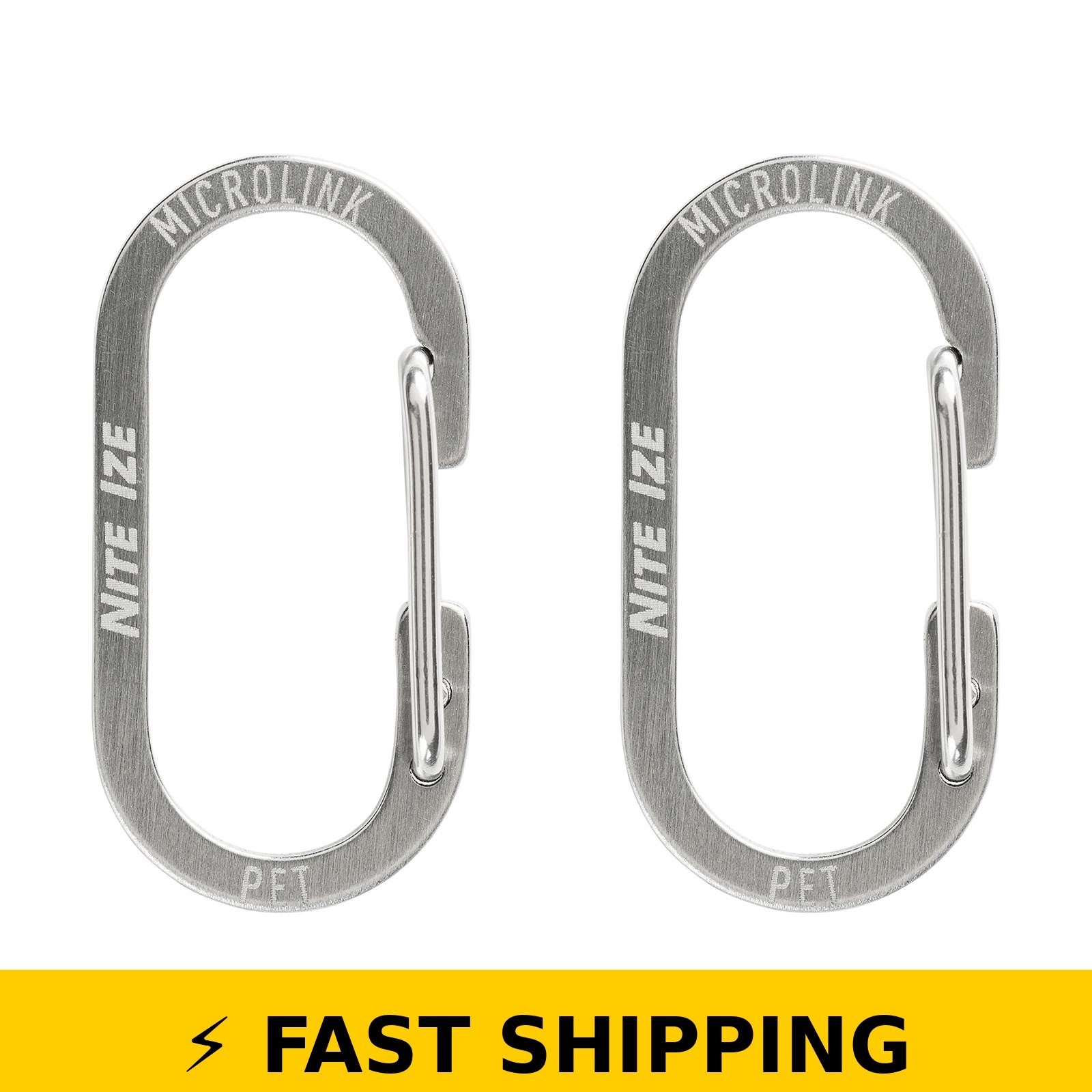 Nite Ize MicroLink Pet Tag Carabiner – Stainless Steel Clip 2 Count