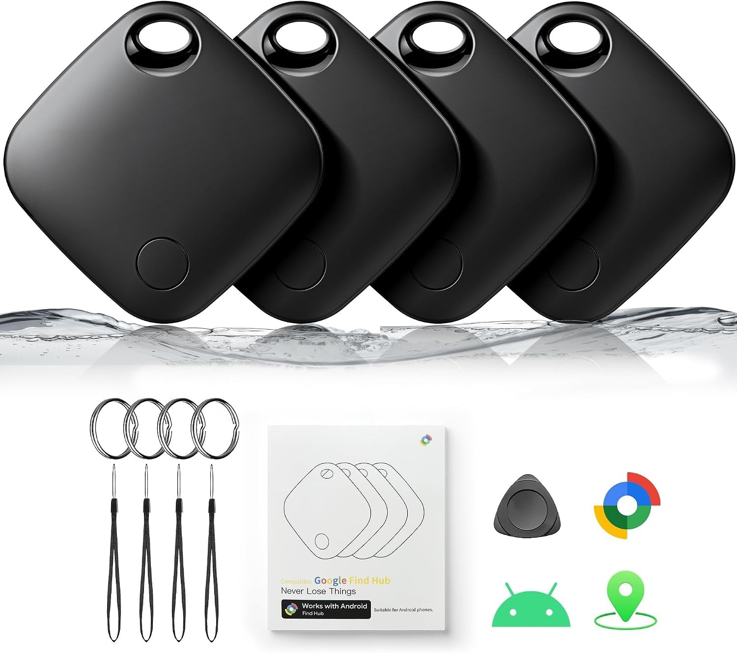 Waterproof Smart Tags – 4 Pack for Key & Luggage Tracking with 2- Life