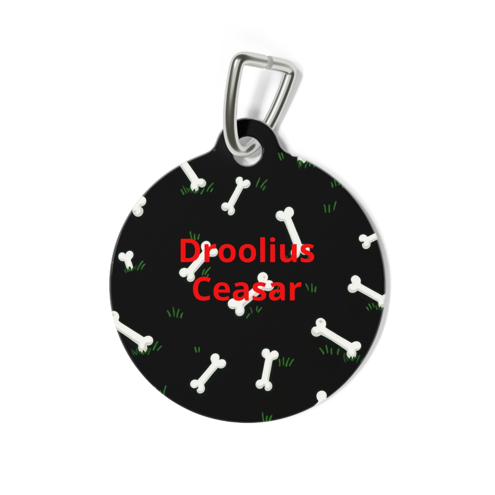 Double-sided Black Pet Tag — Custom Name & Contact ID with Paw/Bone Designs