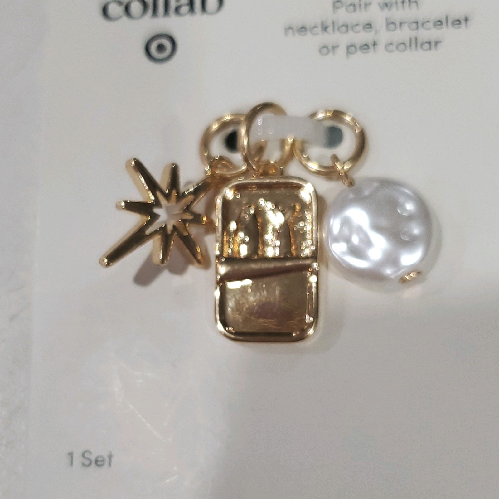 the cuddle collab Dog Pet Charm Set of 3 Gold Collar Sardines Star New