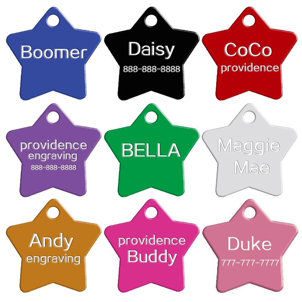 100pcs Wholesale Bulk STAR Pet Dog Cat Identification Name Tags Aluminum 9 Color