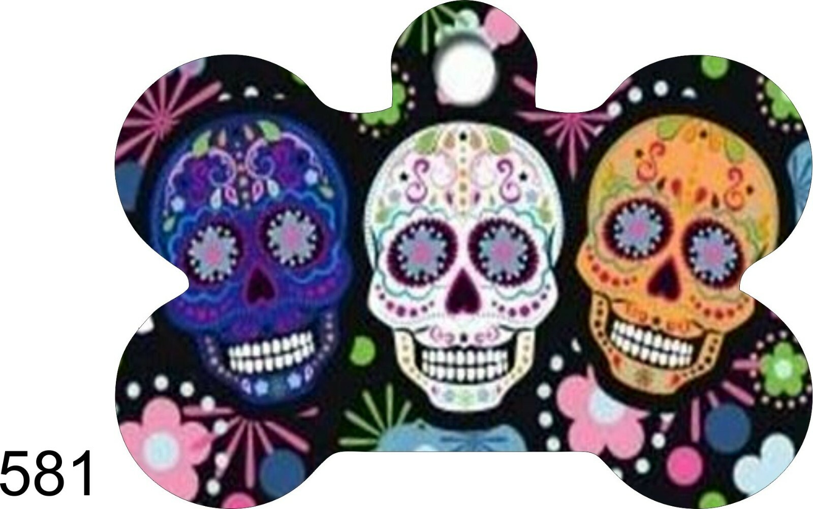 Pet Tags Personalized Pet ID tag for Dog BONE Tags GRATEFUL DAY OF THE DEAD TAG