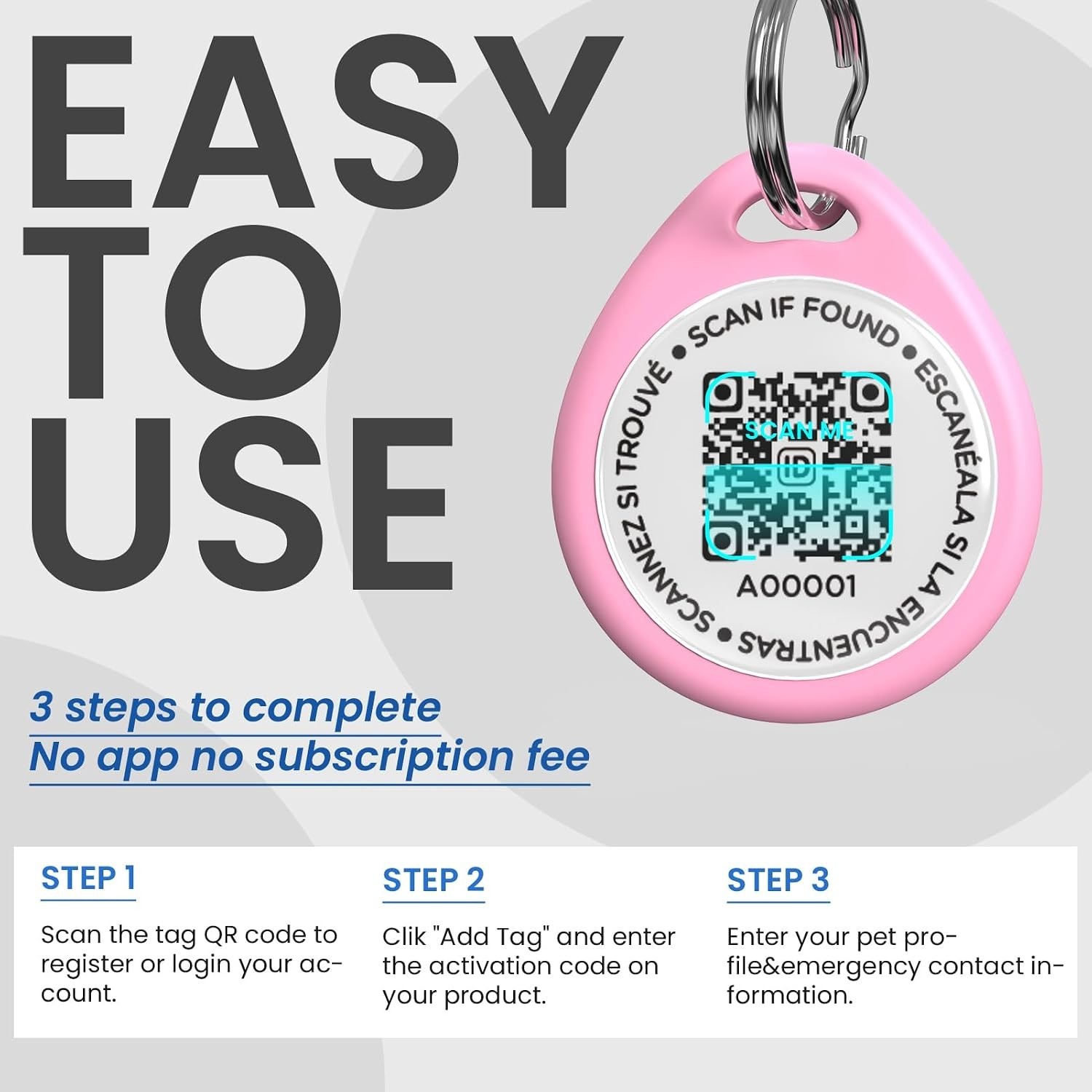 Dog Tags Personalized, QR Code Pet ID Tags for Dog Collar, Online Profile, Sc…