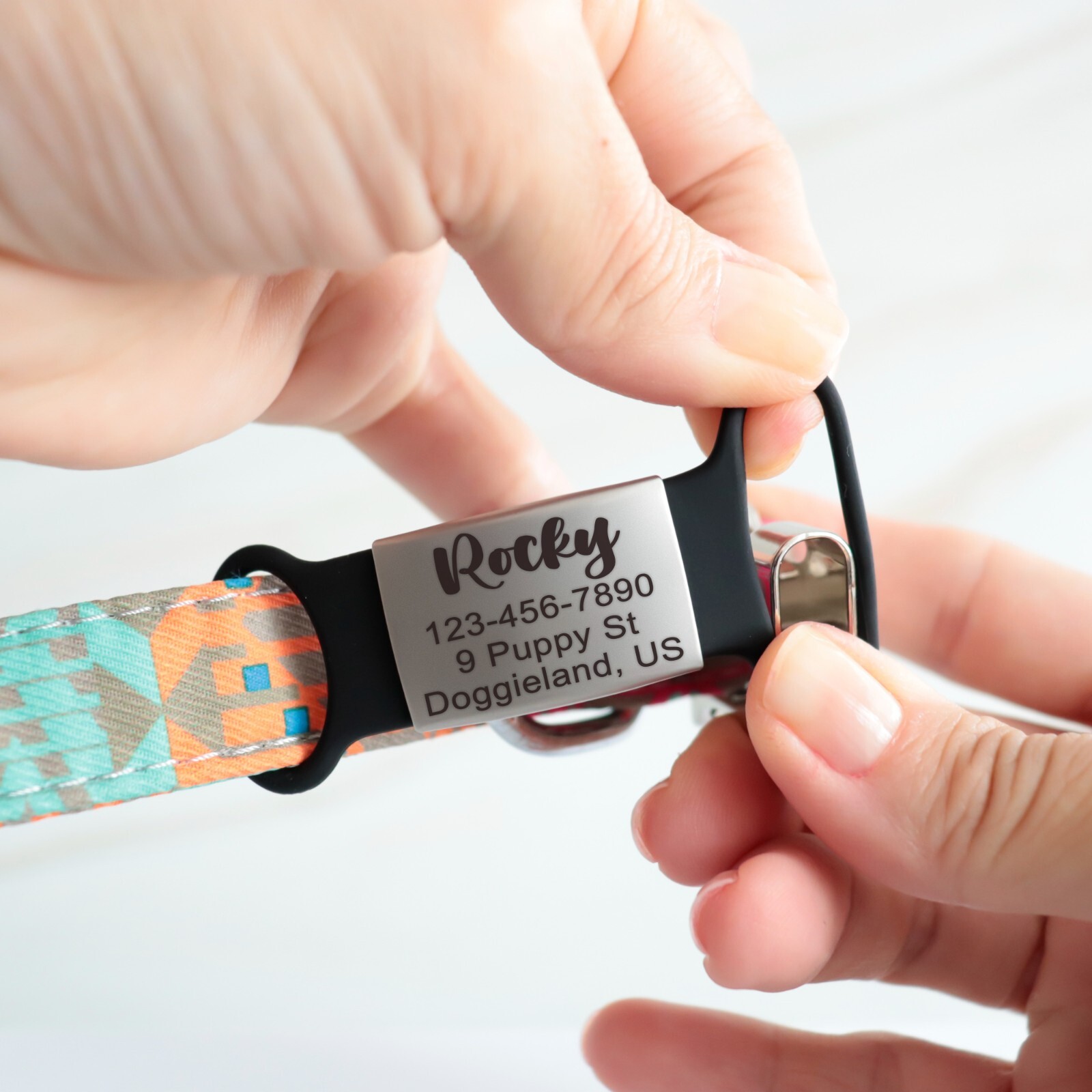 Custom Slide on Pet Dog Silent Tags ID Engraved Name Personalized Collar Cat