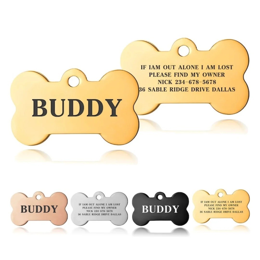 Engraved Personalized Dog Pet tags Double Side Engraved ID Dog Cat Tag