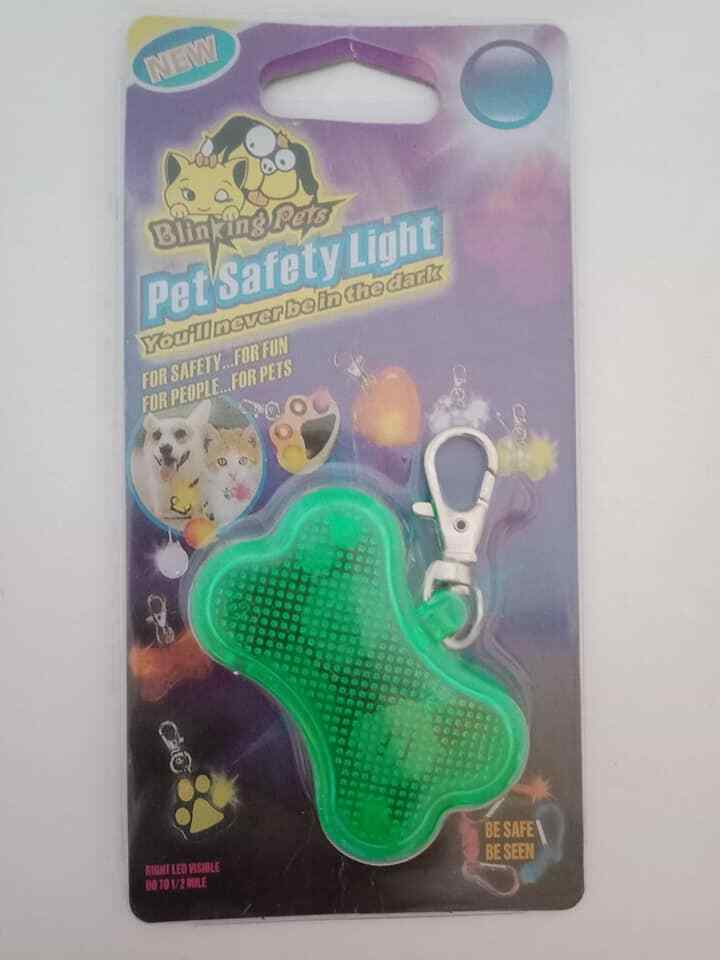 Dog safety light bone shaped green
