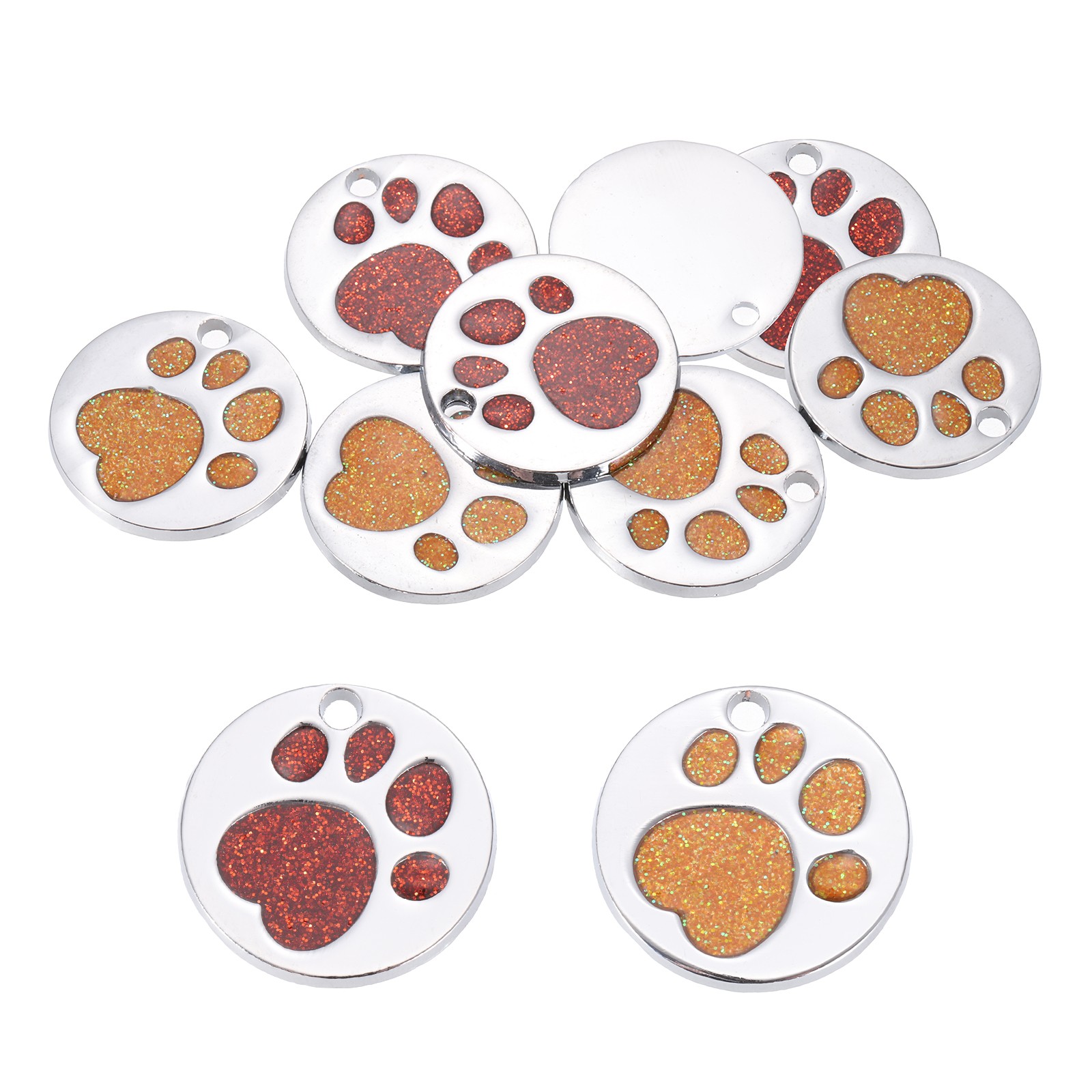 Enamel Paw Print Charm, 10Pcs Alloy Enamel Pendants, Orange/Dark Orange