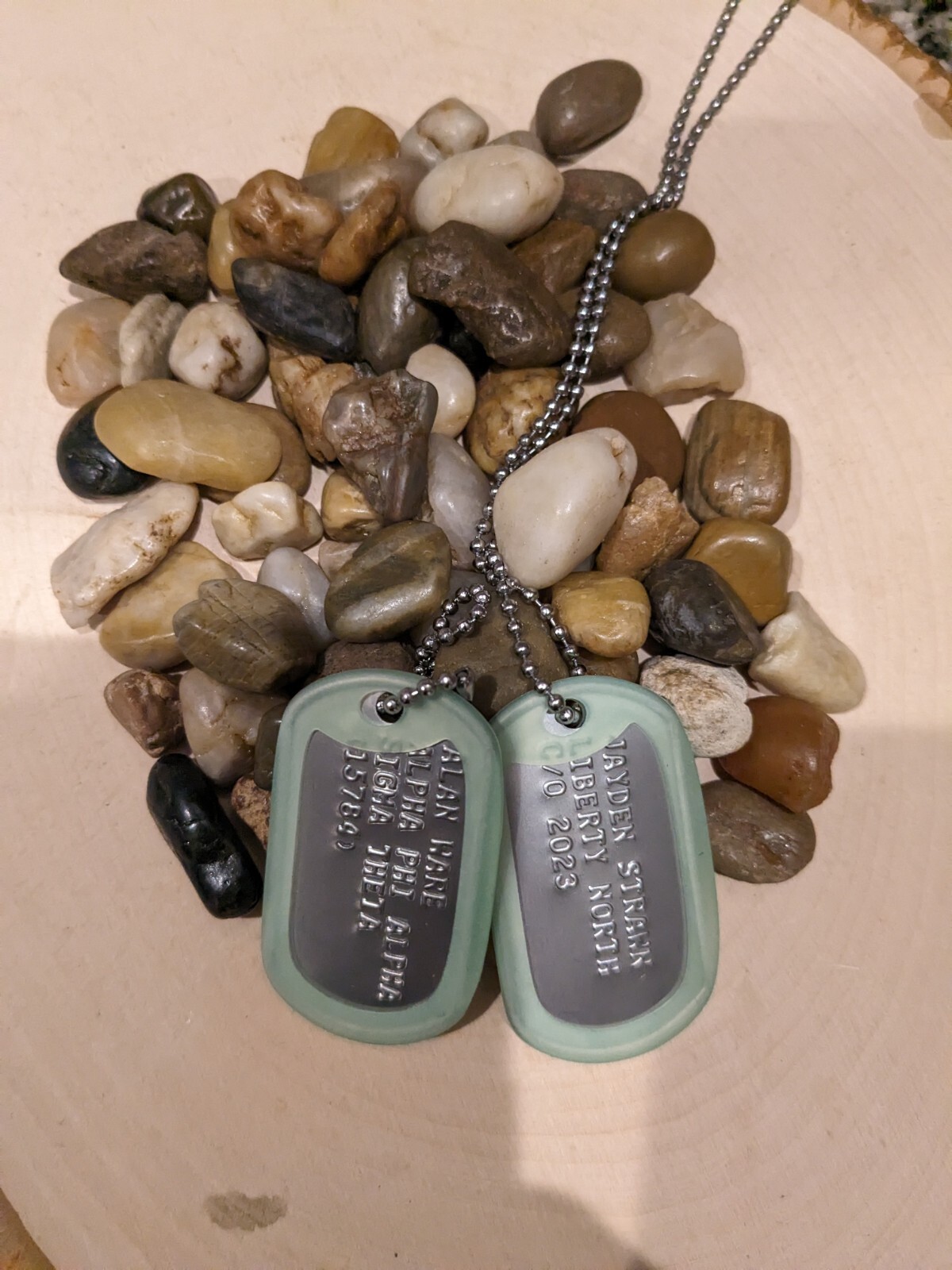 2 Military Dog Tags – Custom Embossed Stainless – GI Identification w/ Knife