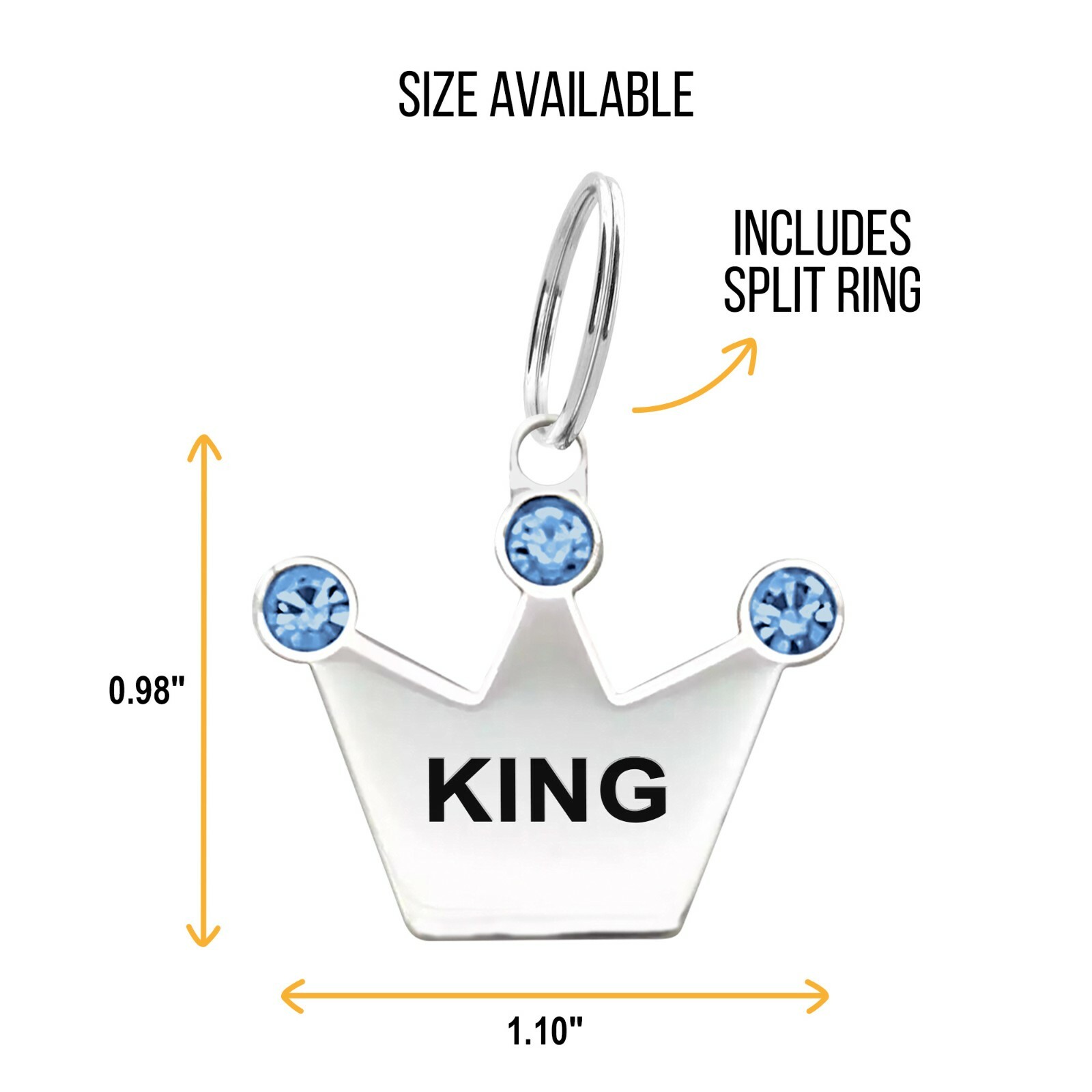 Custom Shiny Crown Cute Pet Tag Engraved Crystals Dog ID Tags Sparkling