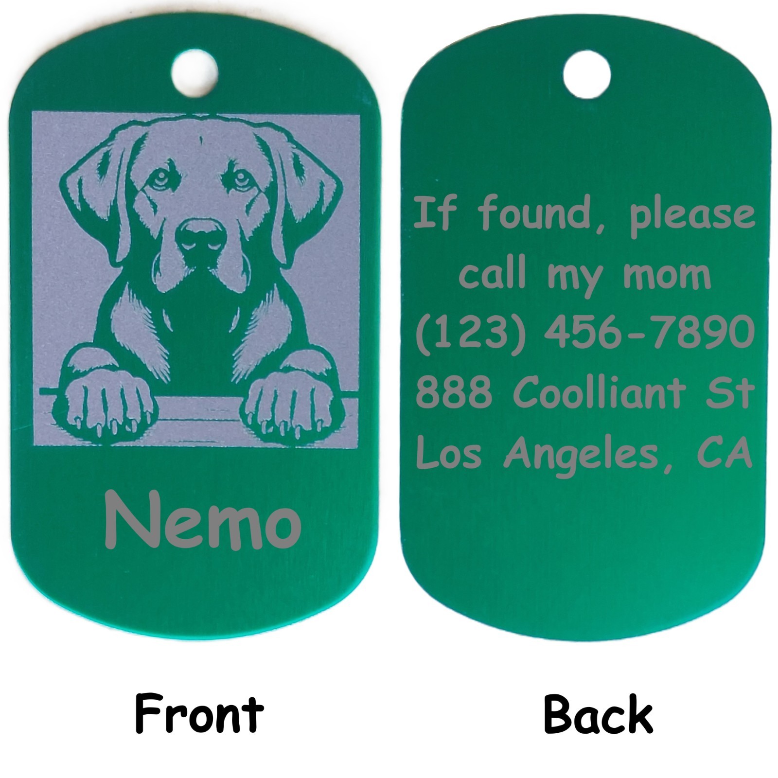 Military Style Personalized Labrador Retriever Dog ID/Name Tag for Pet Collar