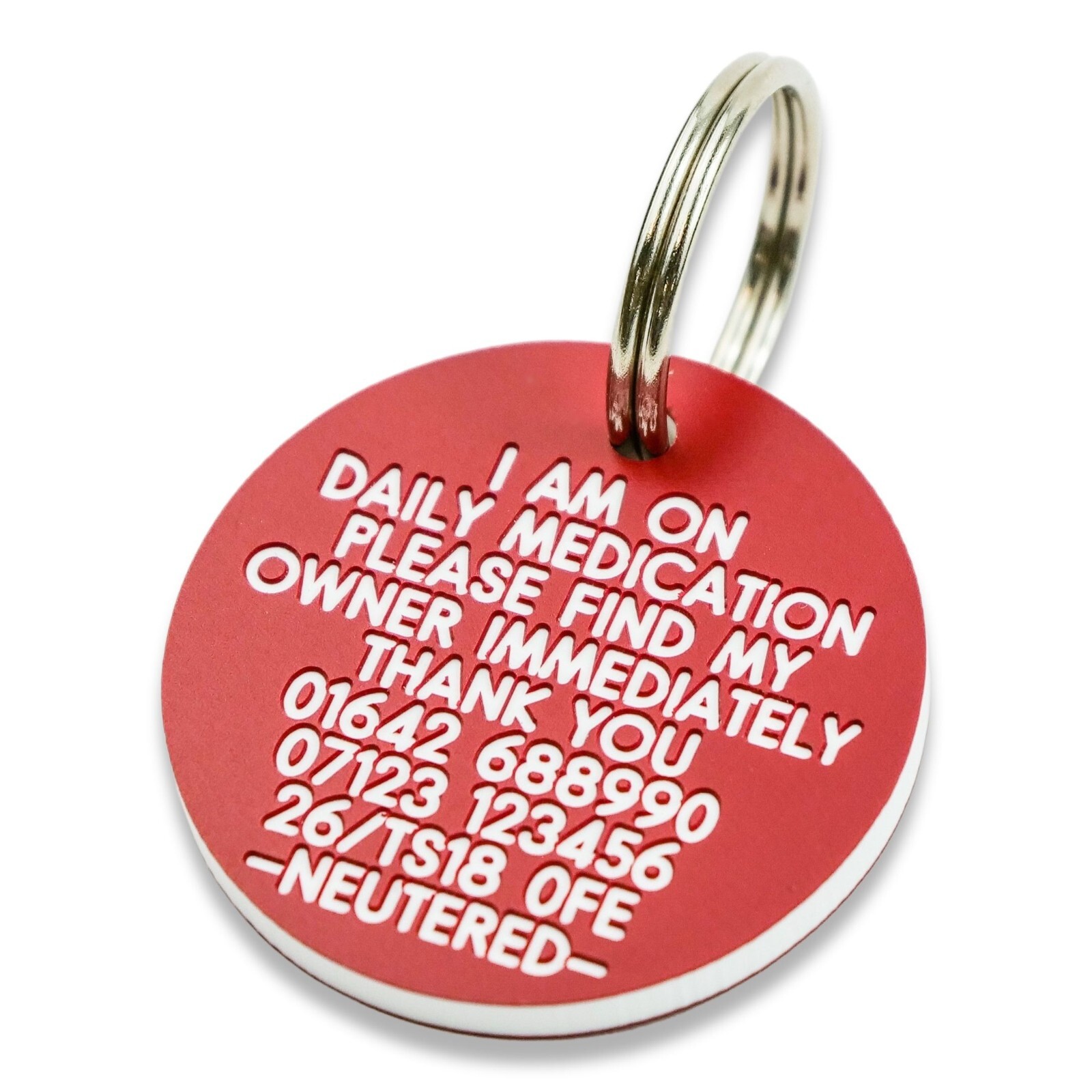 Pet Dog Cat ID Collar Tags – Deeply engraved FREE, 33mm Plastic Disc. 7 COLOURS