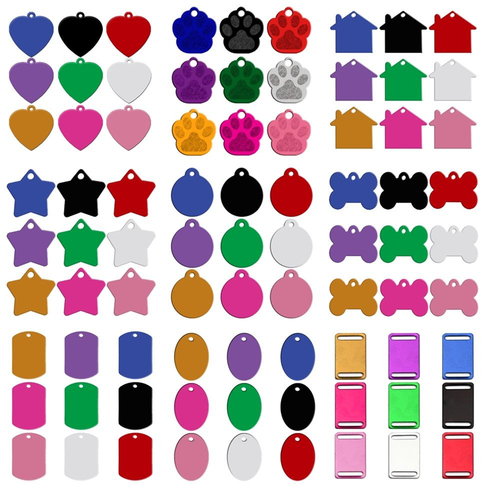 100pcs Wholesale Personalized Pet Dog ID Tag Aluminum Bulk Blank Name Disc Mixed