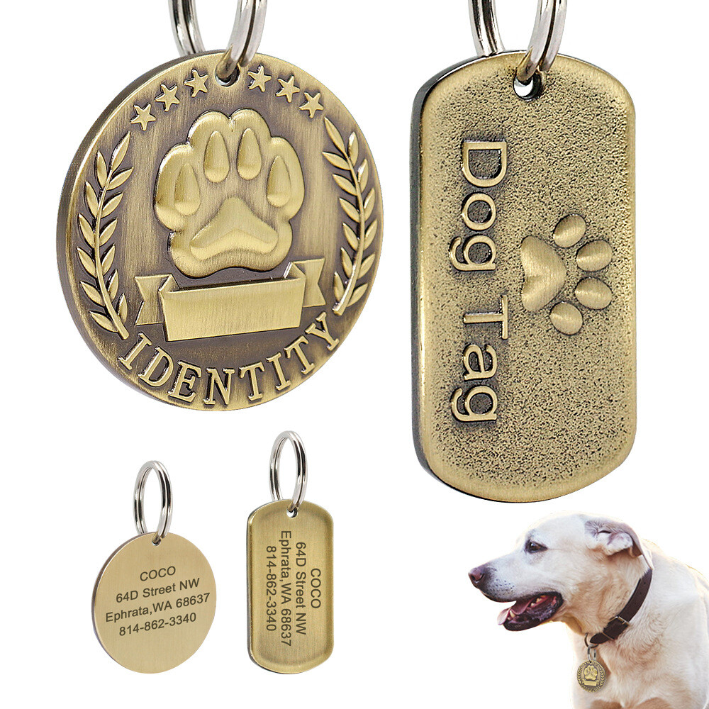 Pet ID Dog cat tag personalized engraving anti loss collar pendant double-sided