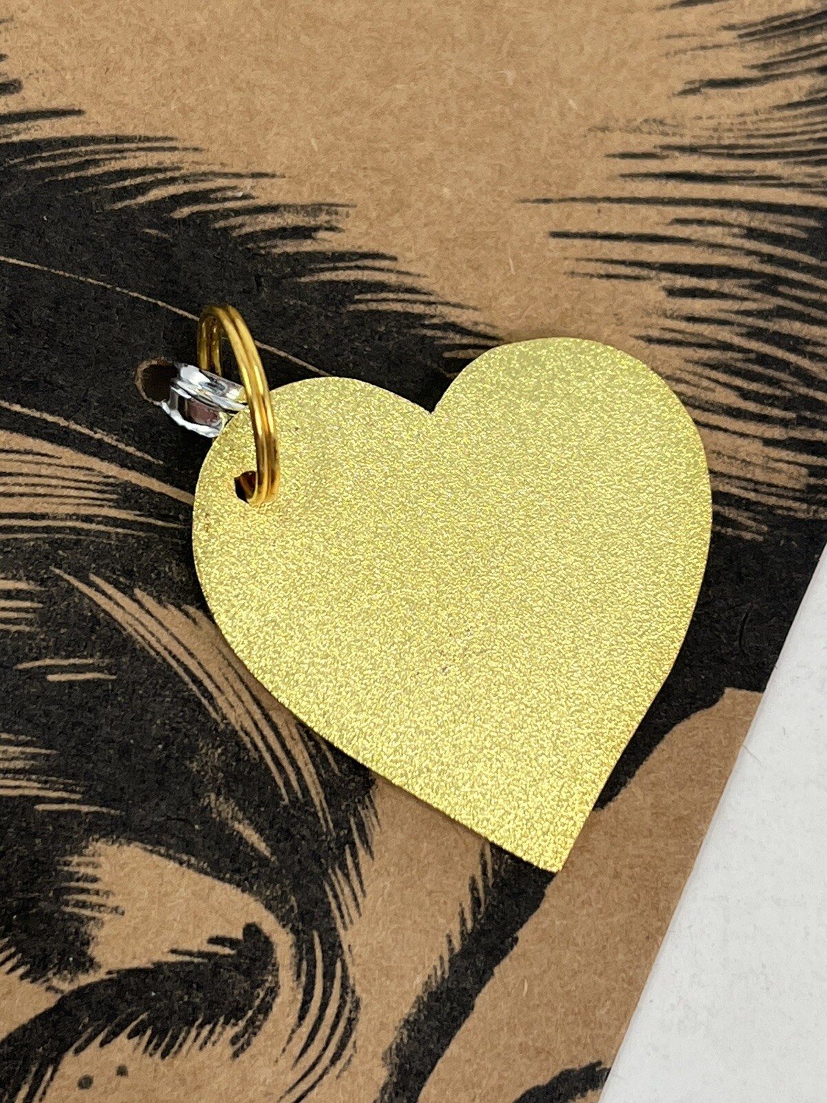 Dog Tag Heart Shaped with LOVE Metal Enamel Charm Primatives by Kathy