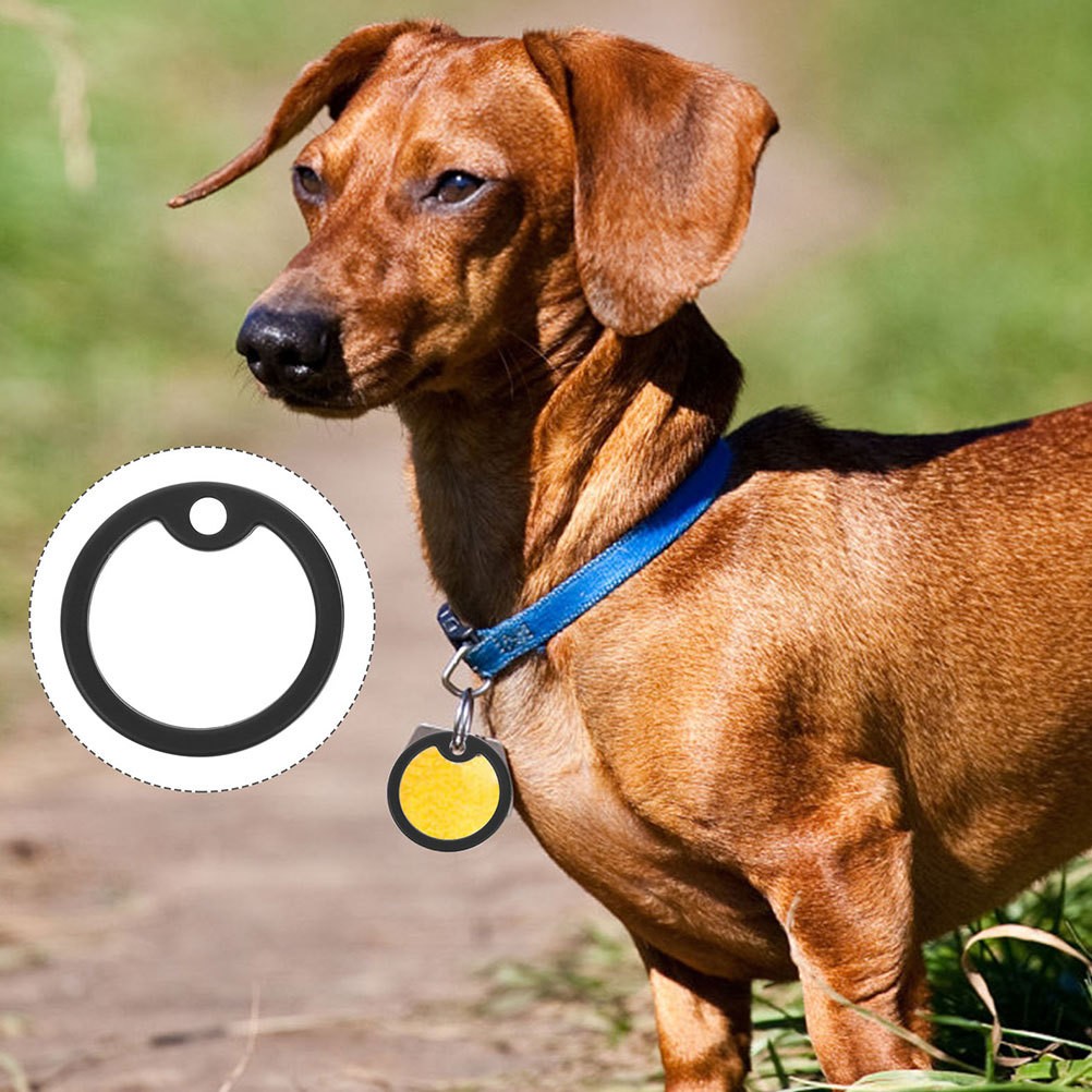 6Pcs Durable Silicone Dog Tag Covers Black Pet Id Tag Protectors