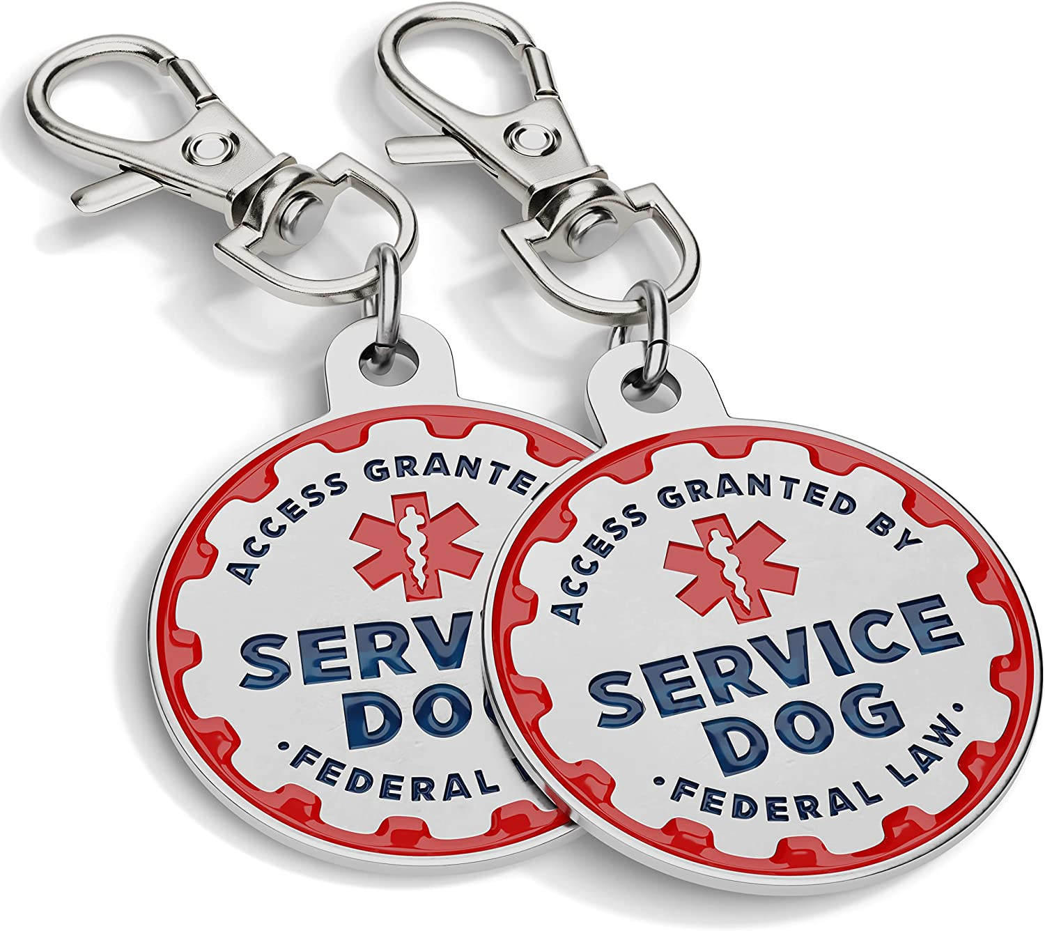 Industrial Puppy Service Dog Tag, 2 Pack: Metal Pet ID Tags for Service Animals,