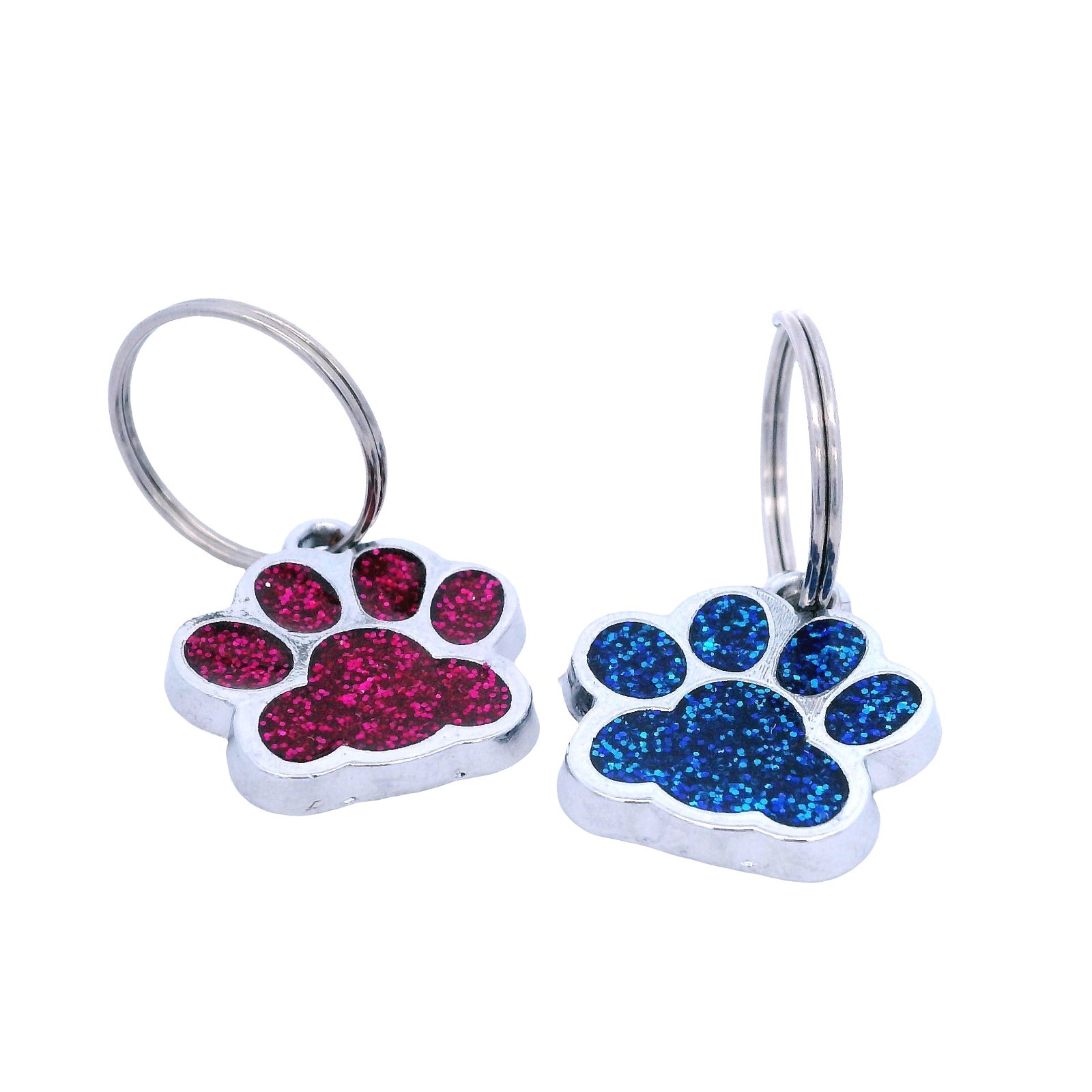 Personalized Stainless Steel Paw Pet ID Tag Custom Engraving in Back (2 Colors)