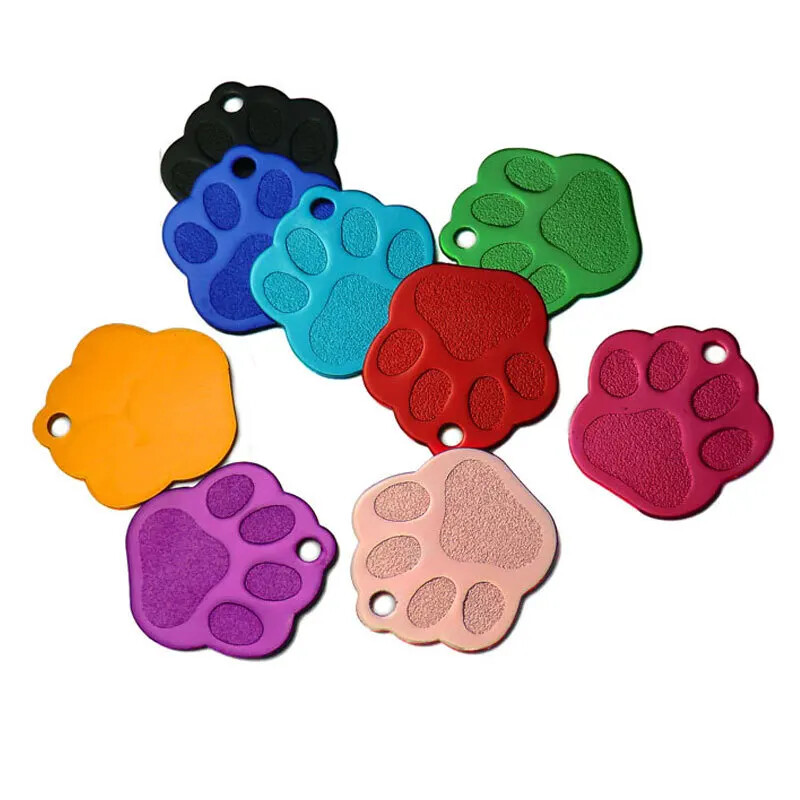 Personalized Anodized PAW Aluminum Pet ID Tags Collars Custom For Dog Cat