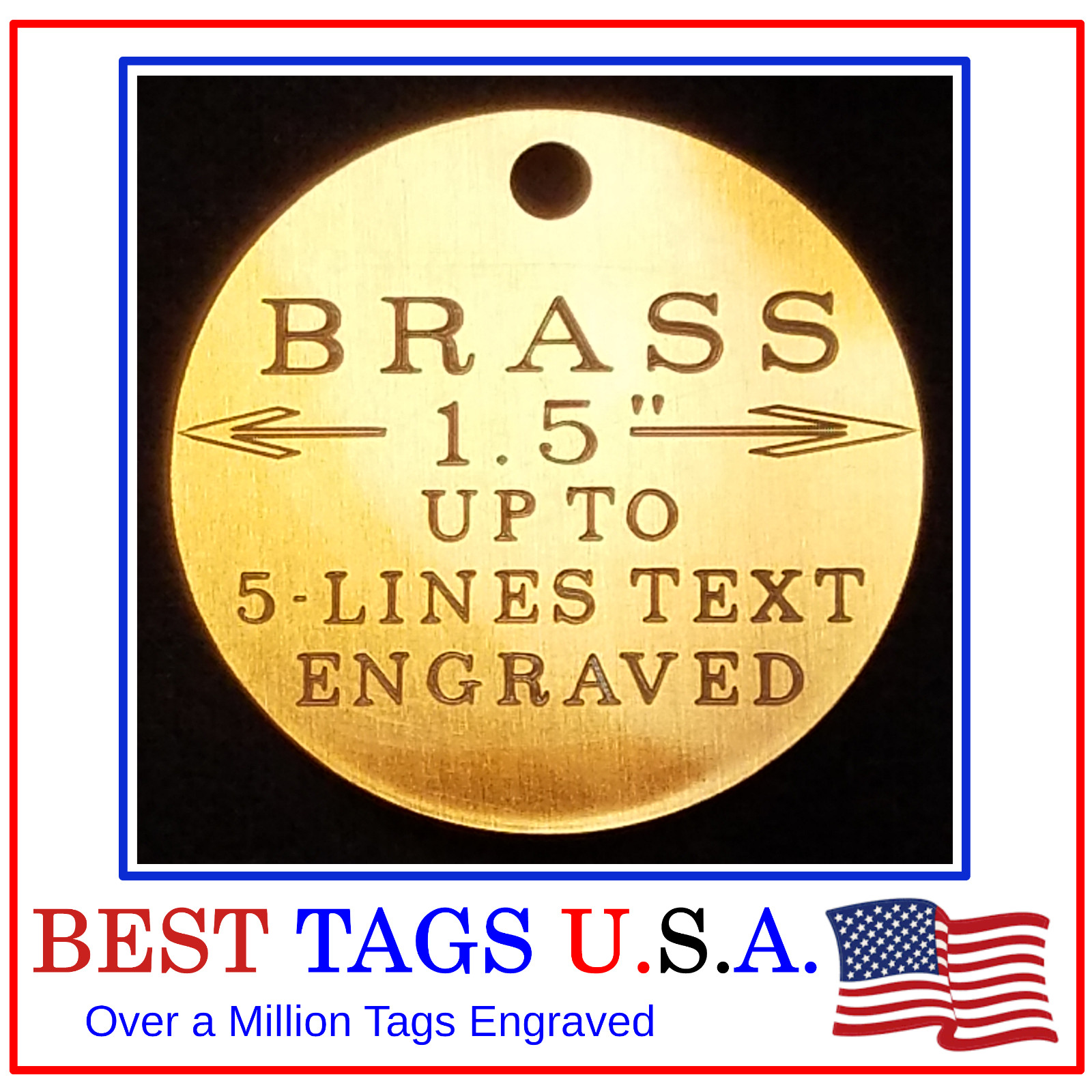 BEST TAG HEAVY DUTY SOLID BRASS PET TAG DEEP ENGRAVED WITH YOUR TEXT MADE IN USA