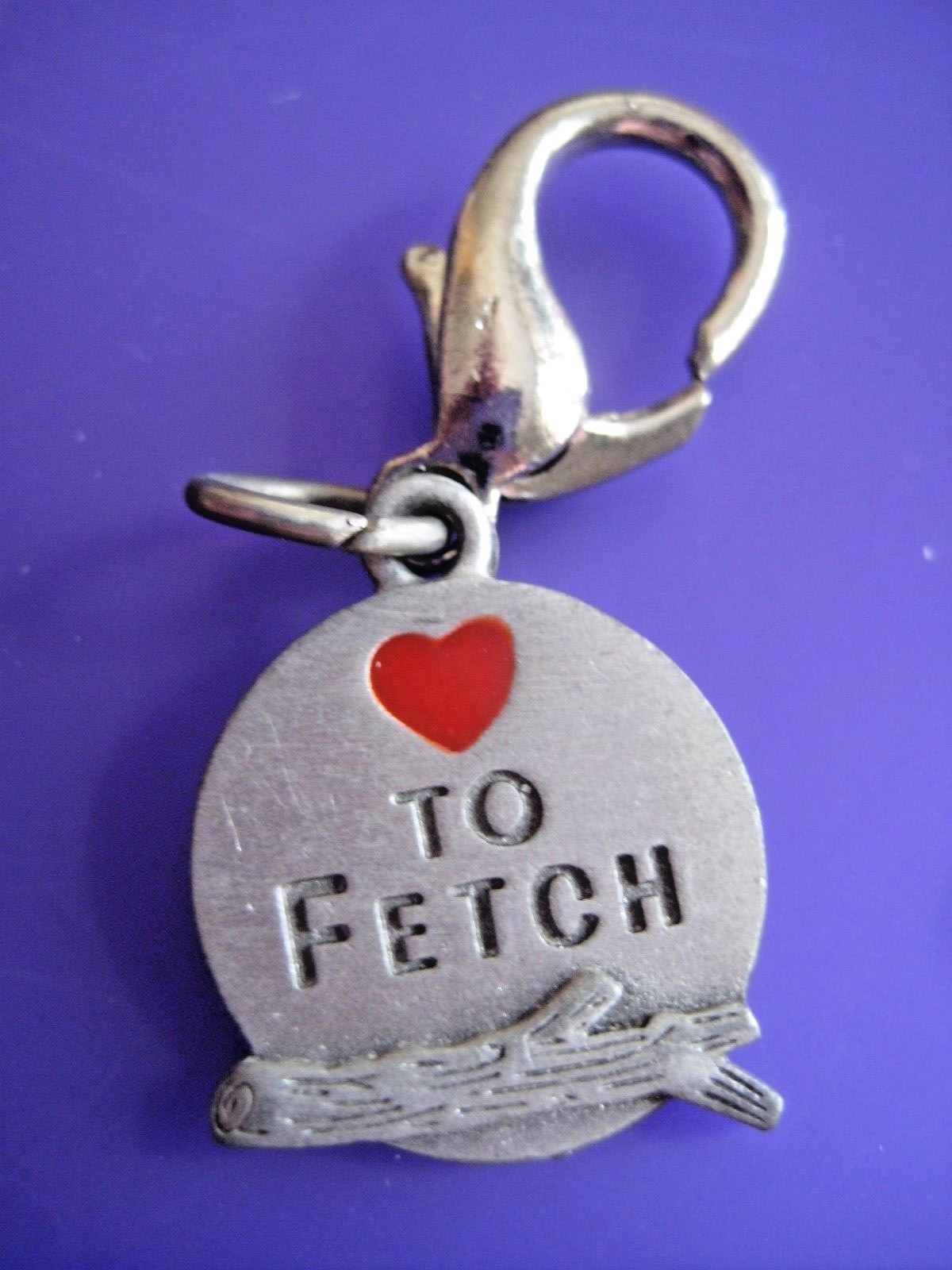 Silver Love To Fetch Dog Tag Charm Zipper Pull NEW