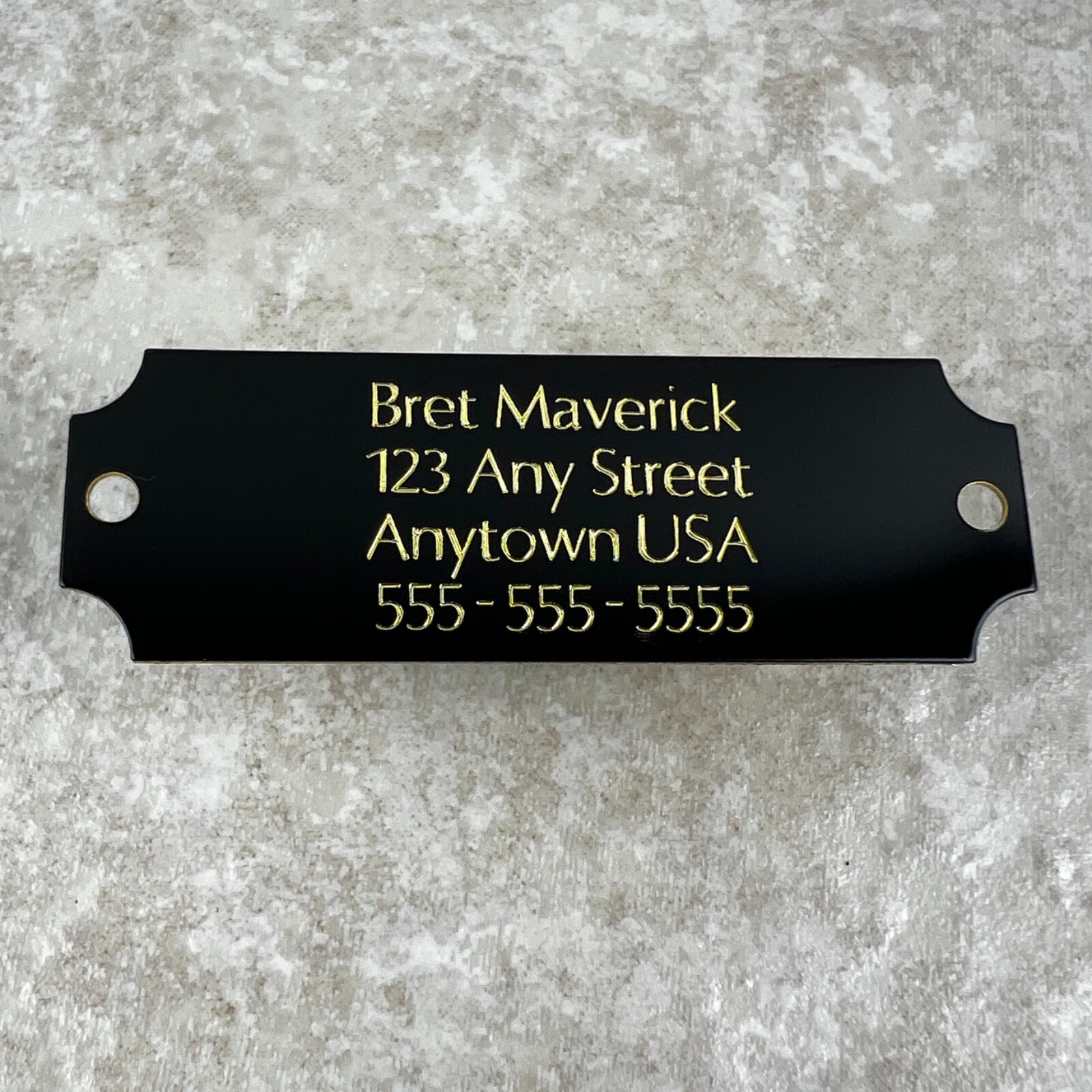 Custom Engraved Tags Personalized NAME PLATE Tags BLACK & BRASS Nameplate MEDIUM