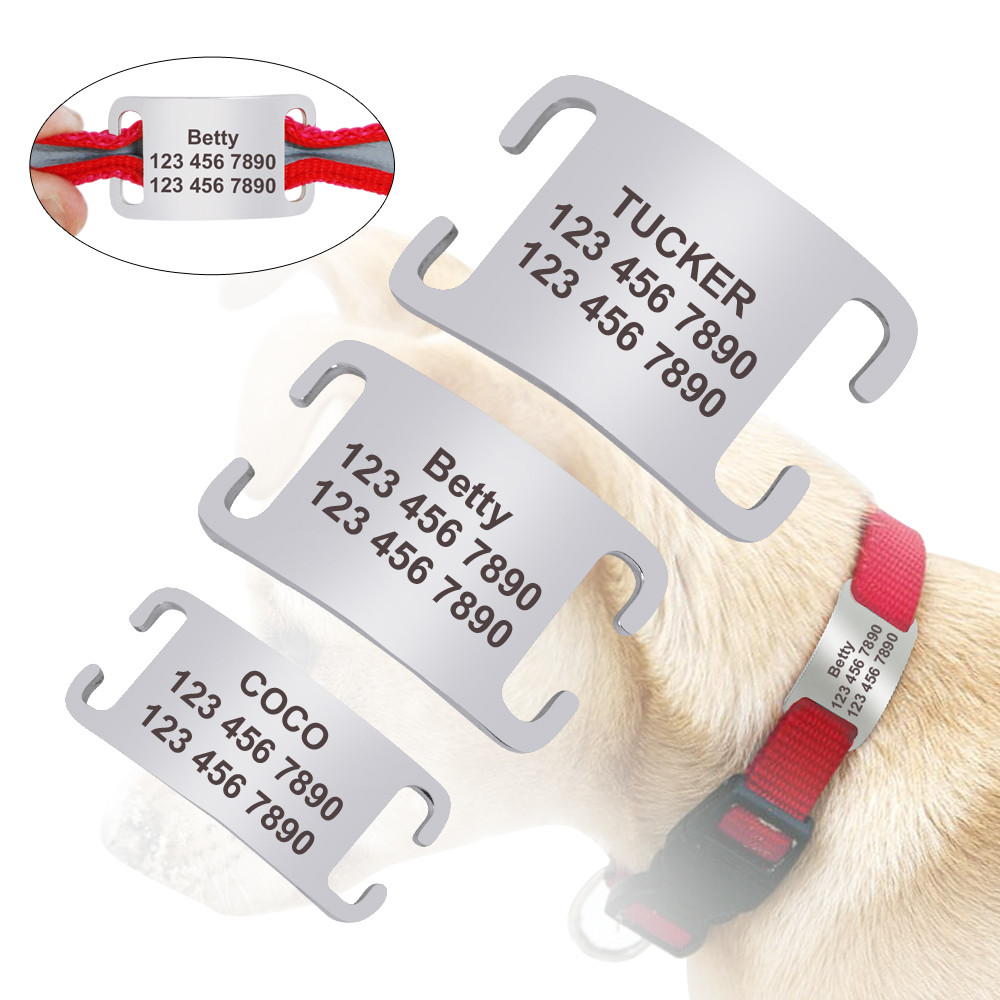 Stainless Steel Slide-on Dog Tags 3/4″ 5/8″ 3/8″ Width Personalised Collar Tags