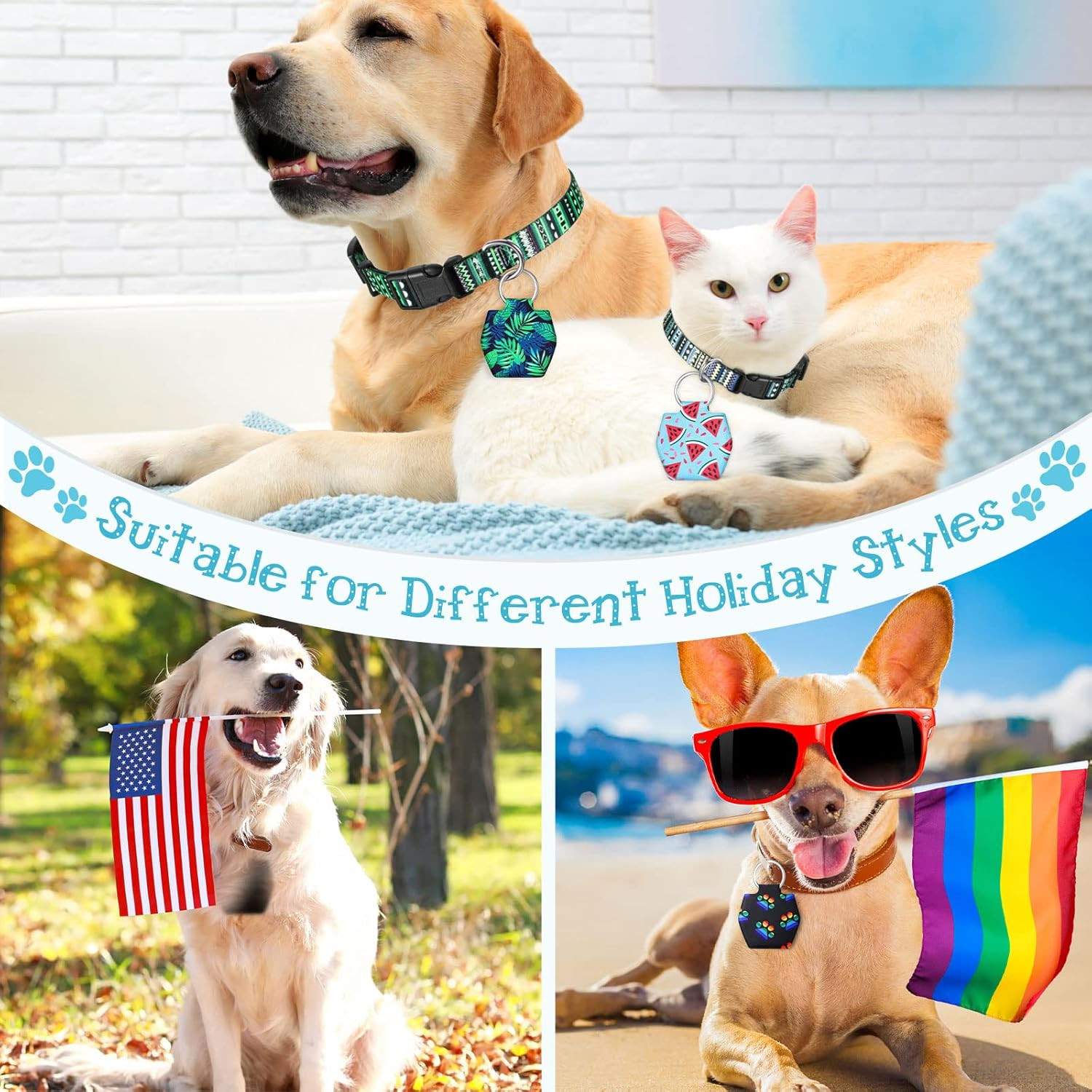 6-Piece Dog Tag Silencer Covers with Rings, Summer Style