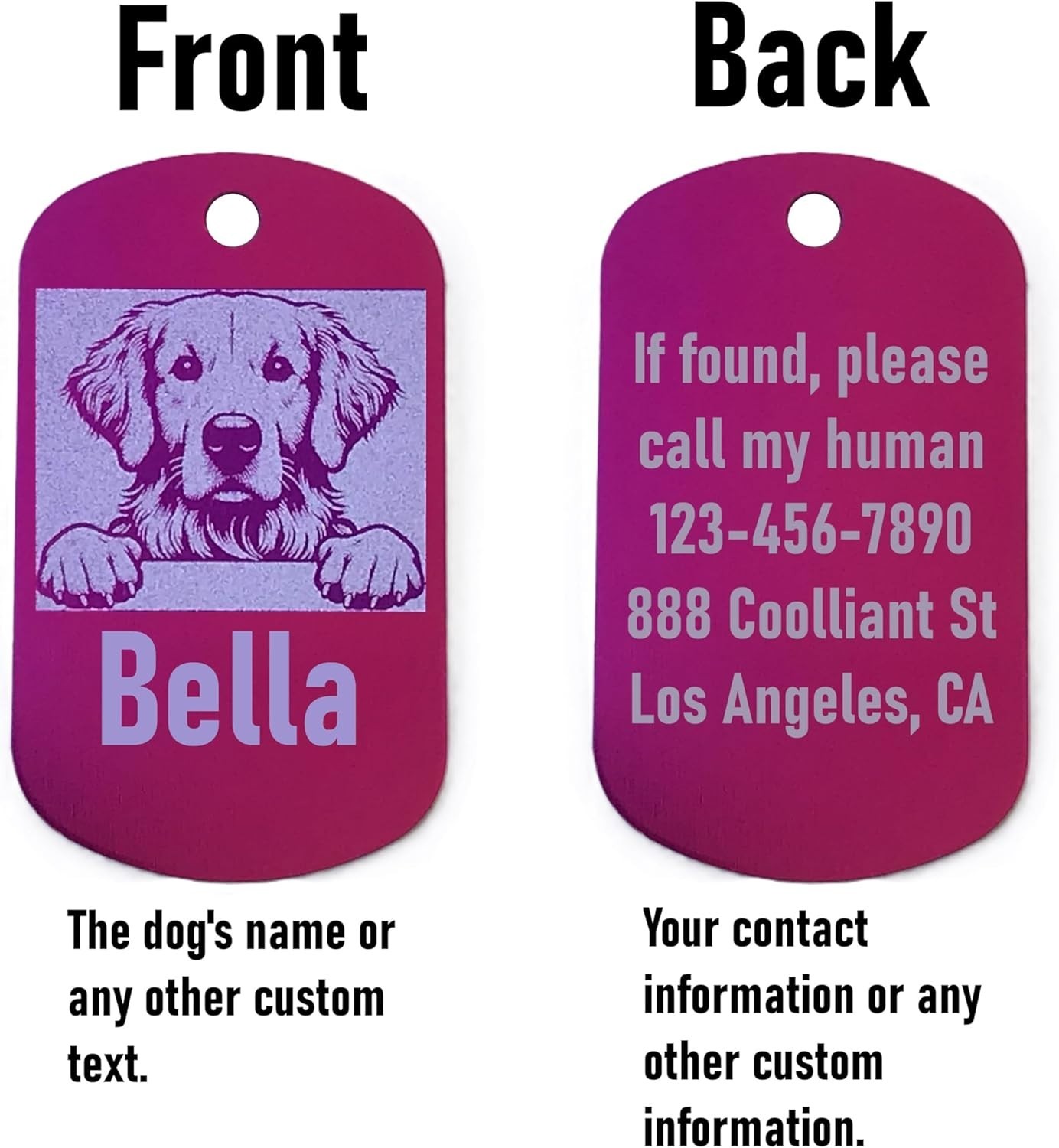 Military Style Personalized Golden Retriever Dog Name Tag -ID Tag for Pet Collar