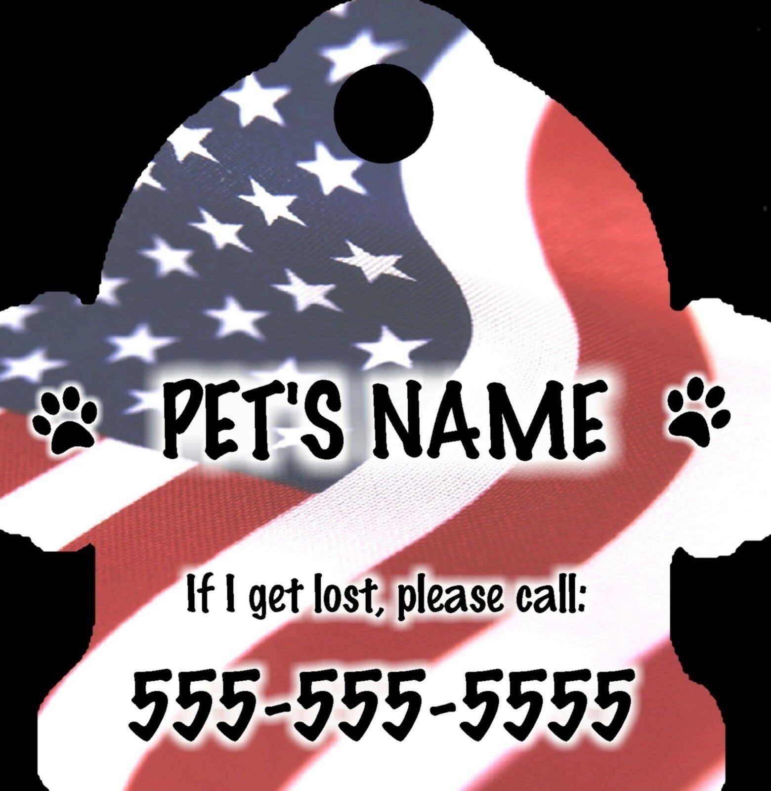 Personalized Custom Pet Tag Fire Hydrant Shaped American Flag Stars & Stripes