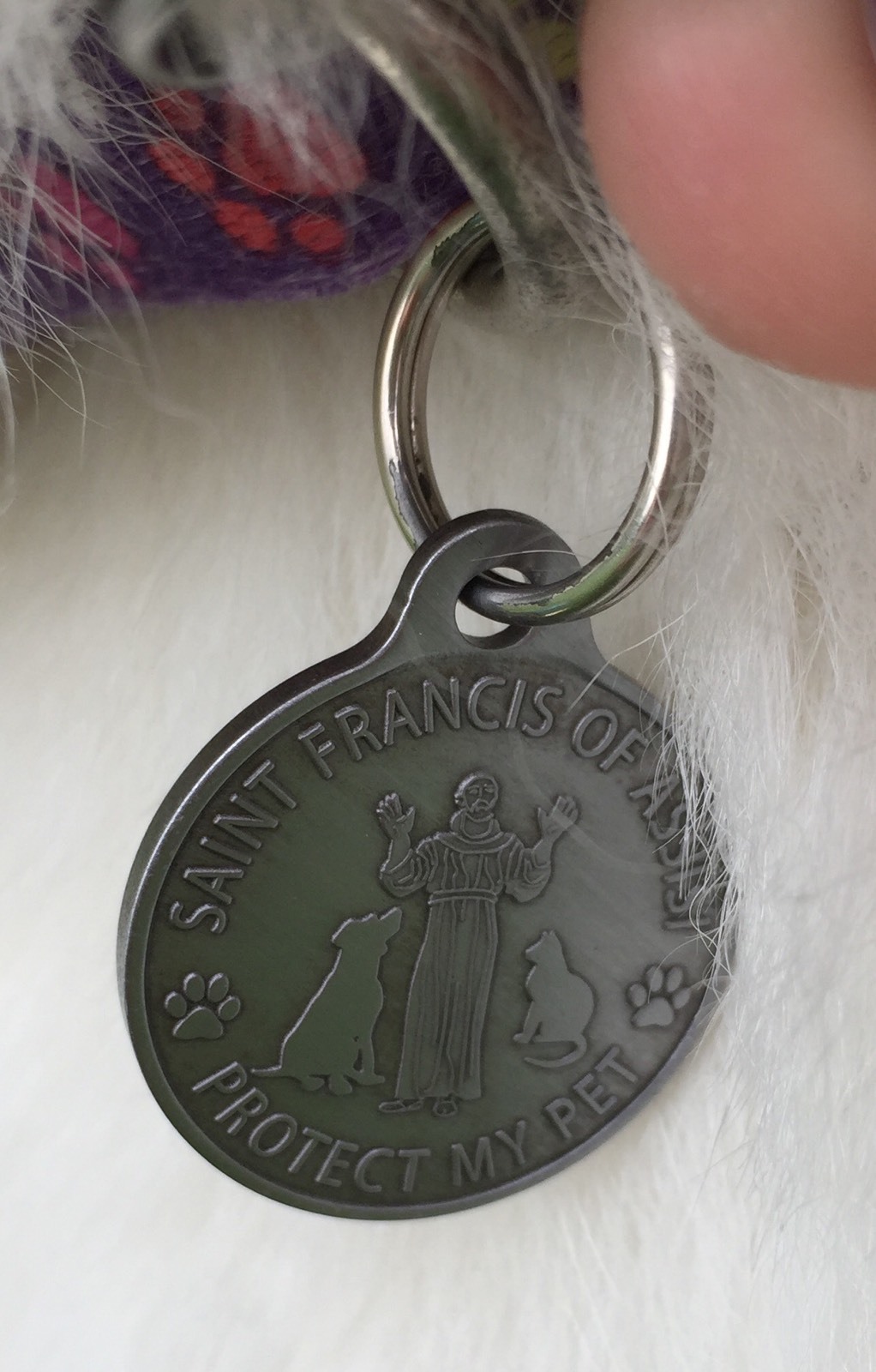 Saint Francis Protect My Pet Patron Saint Of Pets Dog Tag 1″ Charm Pewter Color