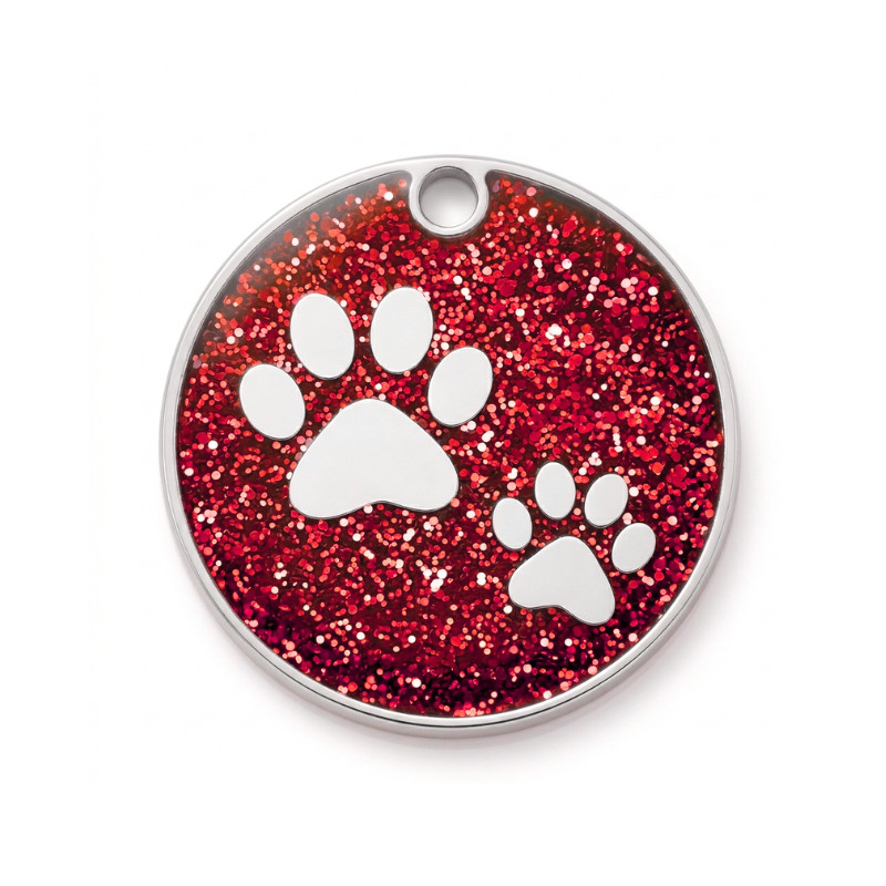 PET ID TAG CUSTOM ENGRAVED PERSONALIZED DOG CAT NAME TAGS Glitter PAW DOG TAG