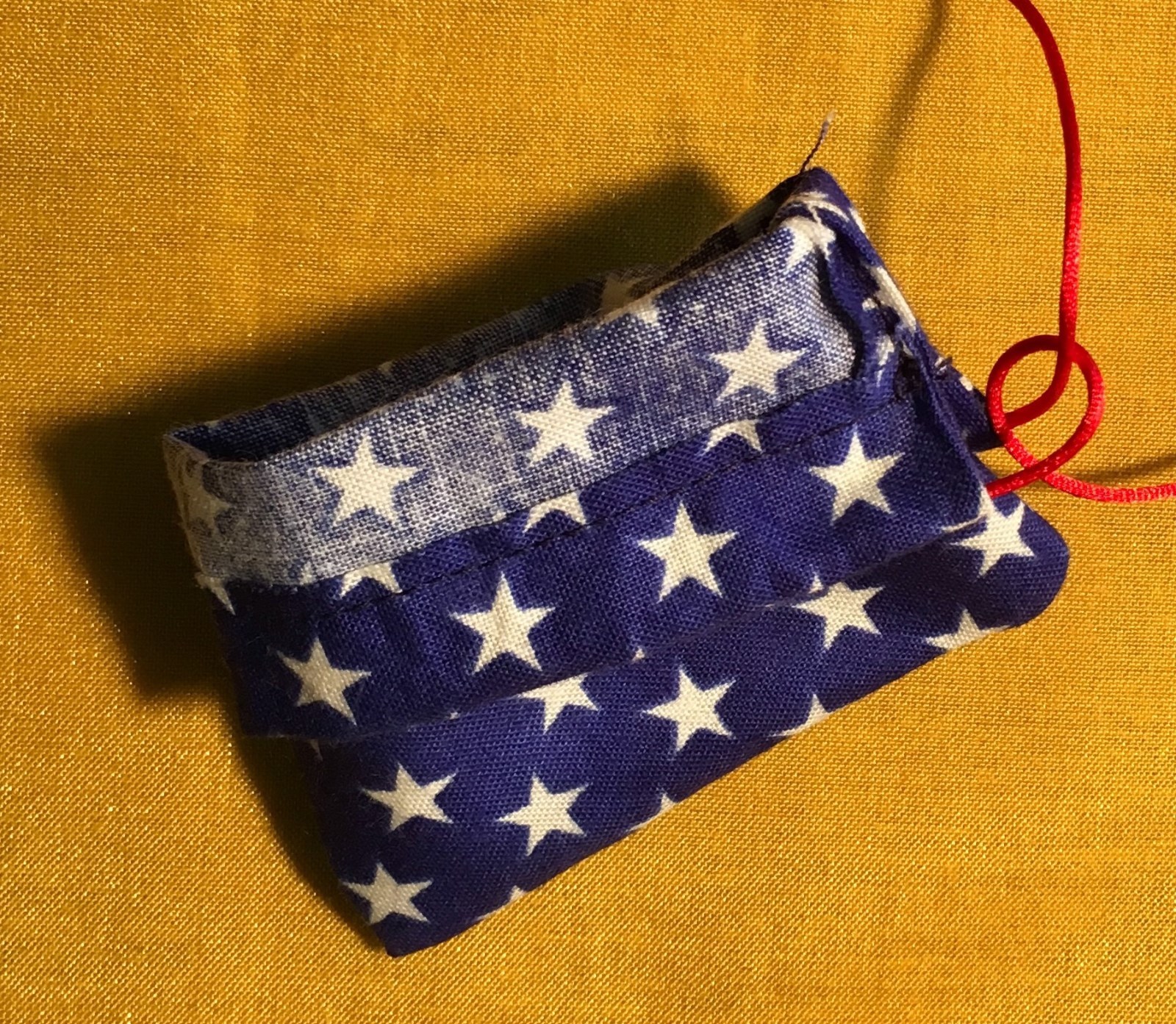 Handmade Dog Cat Flag Tag Bags, Blue with Stars, Patriotic, Covers Collar Tags