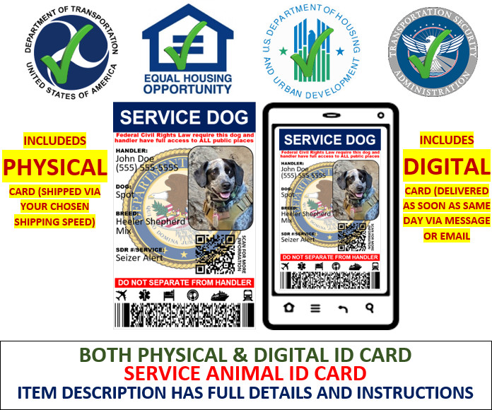 SERVICE DOG ID CARD – CUSTOMIZABLE 2 SIDED PHYSICAL & DIGITAL CARD