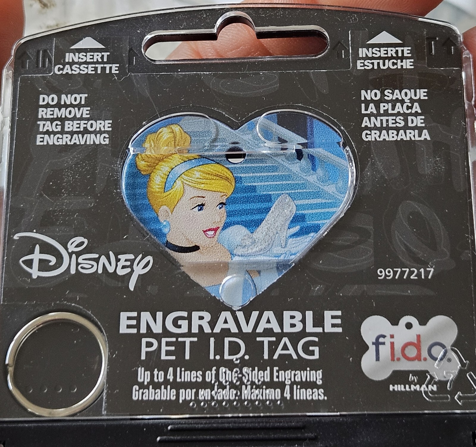 DISNEY ENGRAVABLE PET I.D. TAG HEART SHAPE CINDERELLA PRINCESS fi.do. NWT