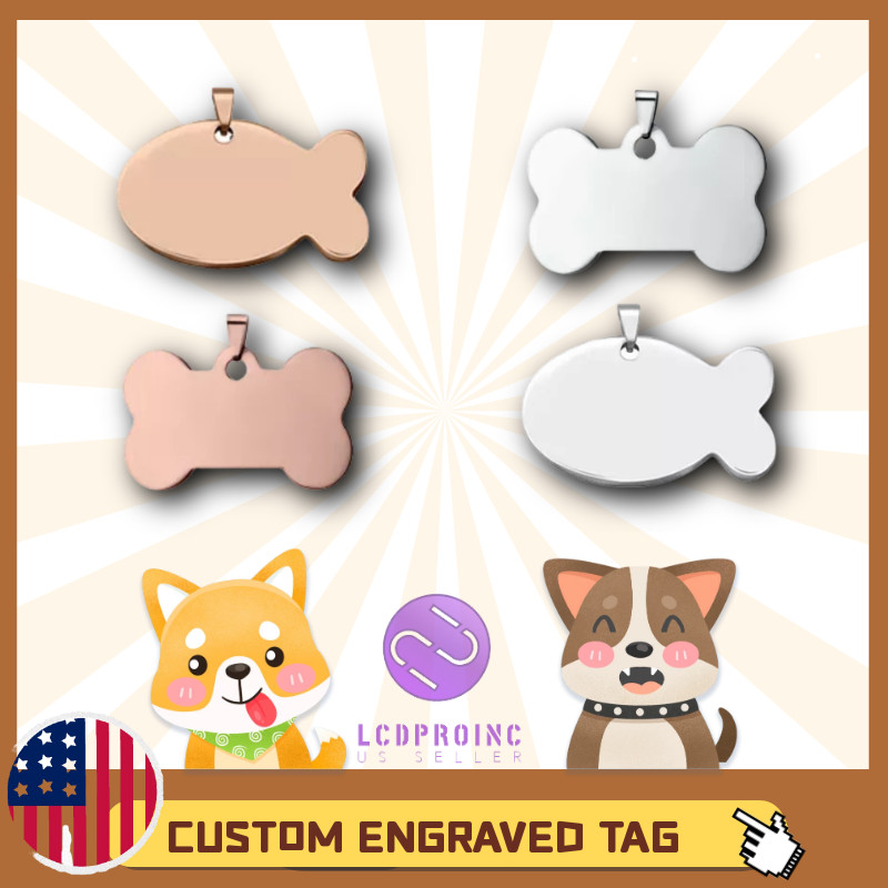 PET ID TAG CUSTOM ENGRAVED PERSONALIZED DOG CAT NAME TAGS DOUBLE SIDE