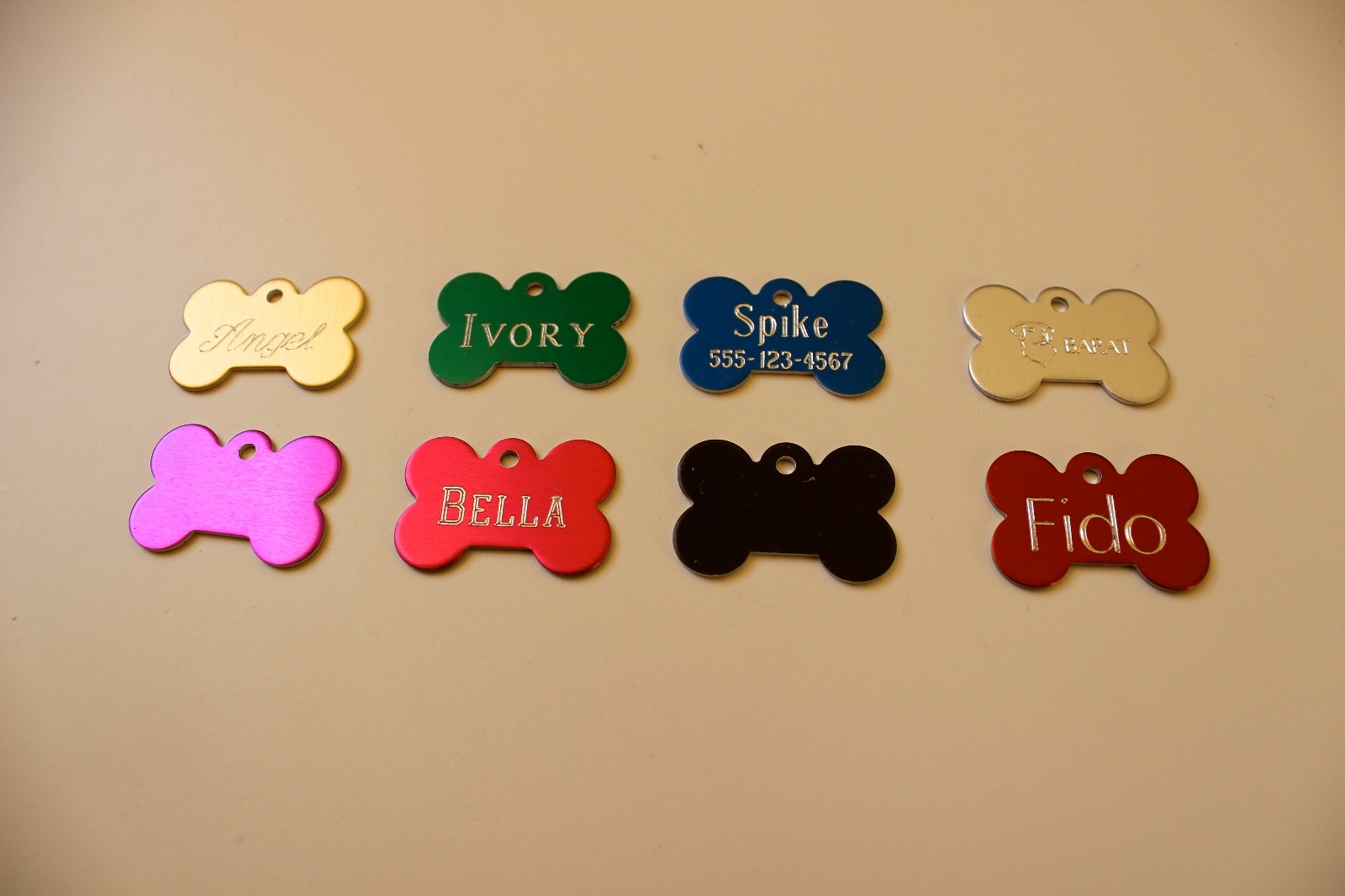 PET TAGS BONE (2.5CM) ID DOG TAG 2-SIDE PERSONALIZED DIAMOND ENGRAVED CUSTOM