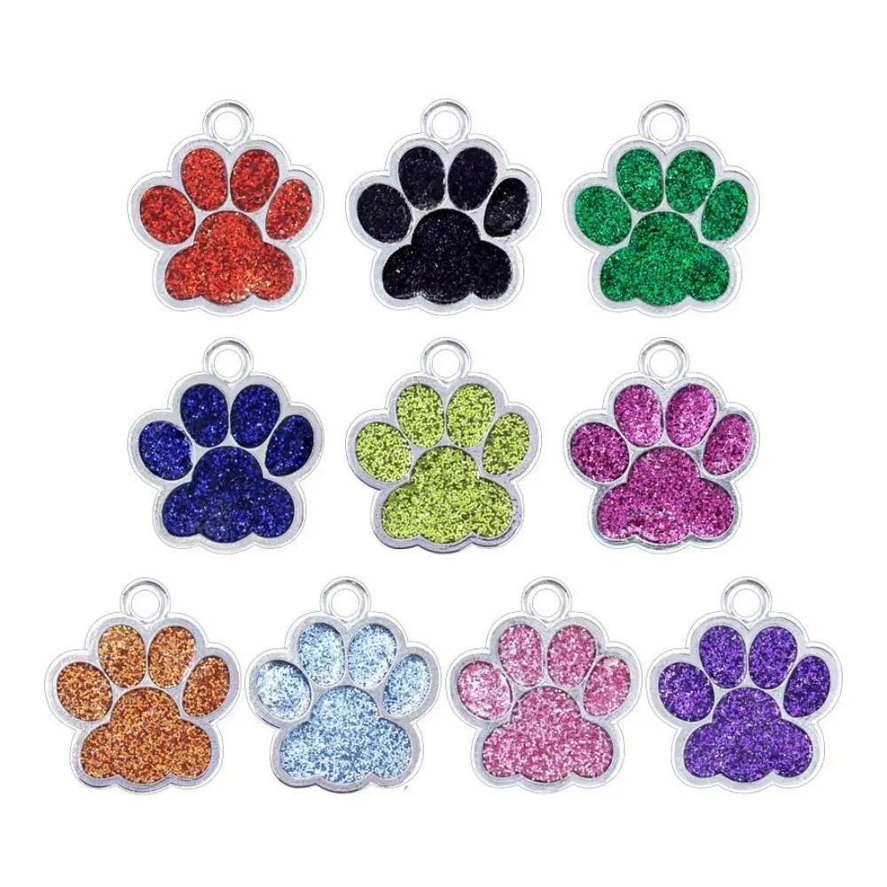 Paw Print Pet ID Tag | Glitter Dog & Cat Collar Pendant