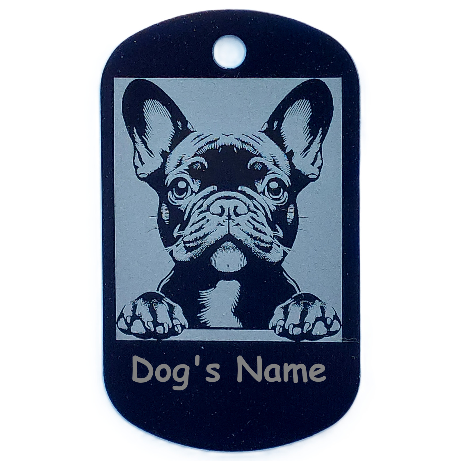 Rectangular Personalized French Bulldog ID Tag – Dog Name Tag for Pet Collar