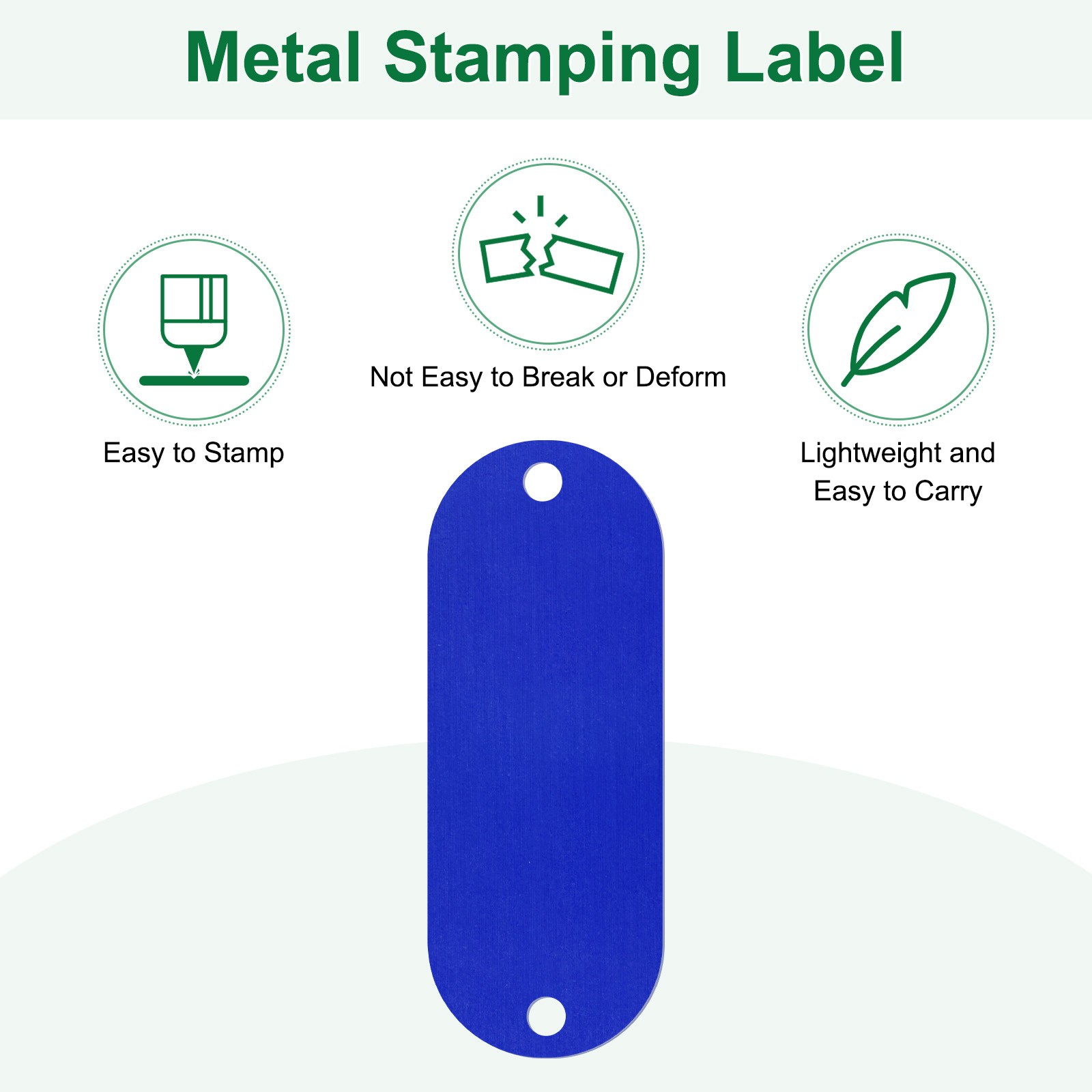 15-Pack 2″ x 0.75″ x 0.04″( L x W x T ) Blank Dog Tags [Blue, 2 Holes]