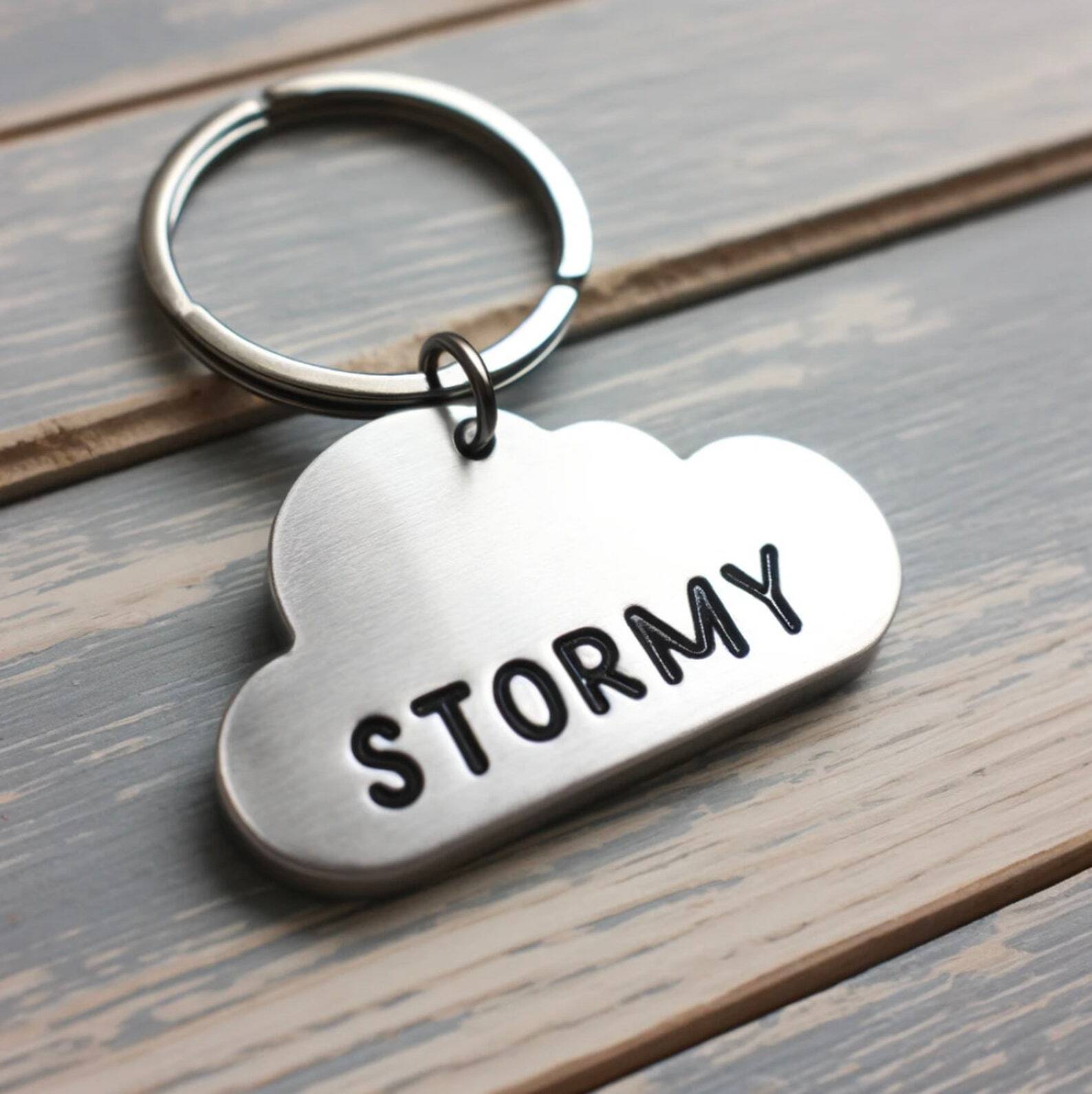 Storm Cloud Shaped Weather Theme Pet ID Tag Custom Engraved with Name & Number