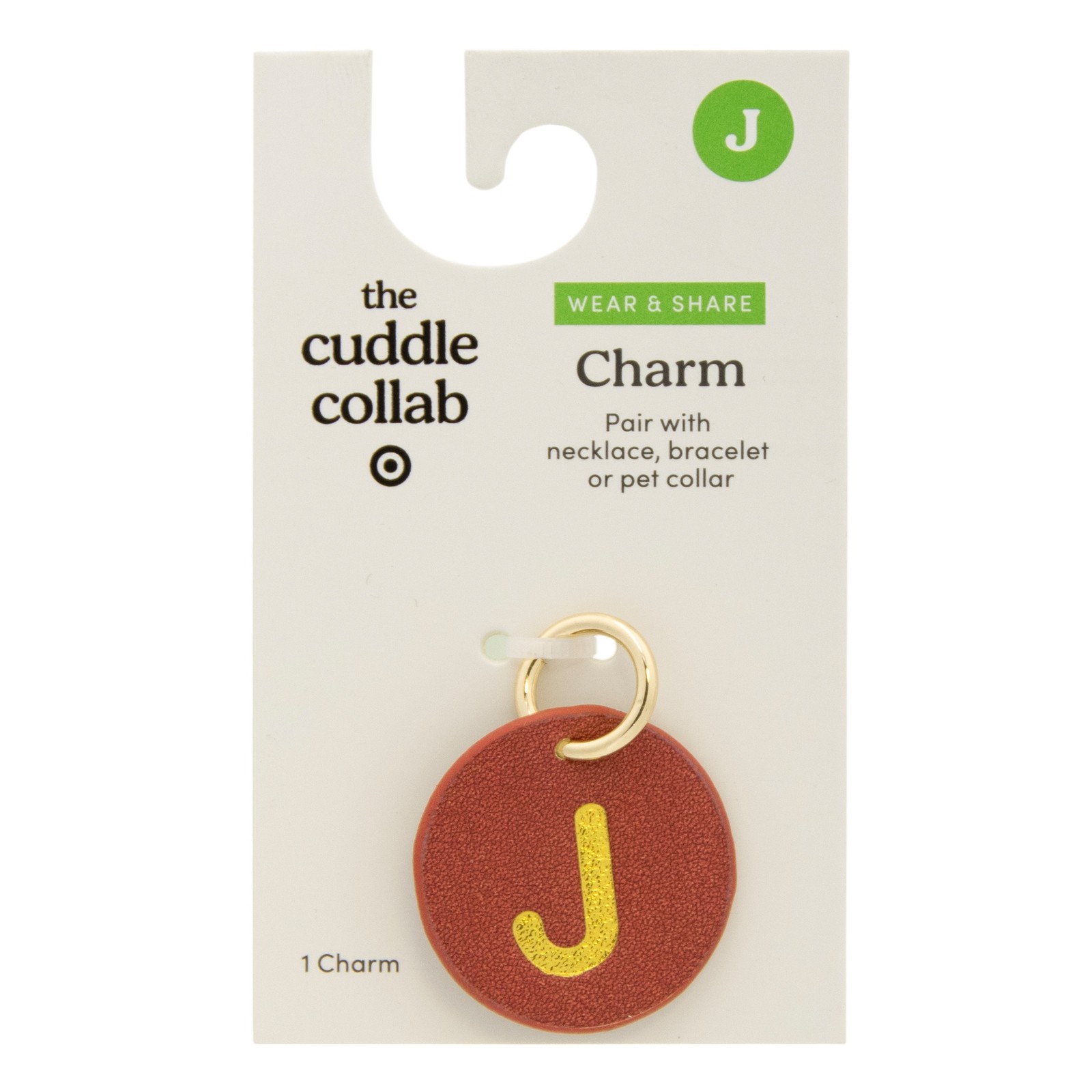 The Cuddle Collab Wear & Share Charm Faux Leather “J” Monogram in Maroon