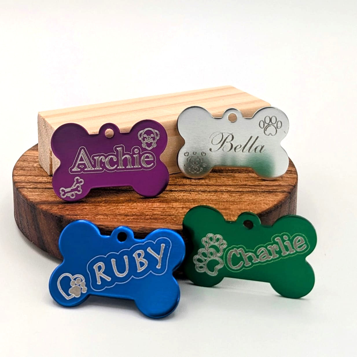Personalised Dog ID Tag Bone Shape with Split Ring – Custom Pet Name Tag