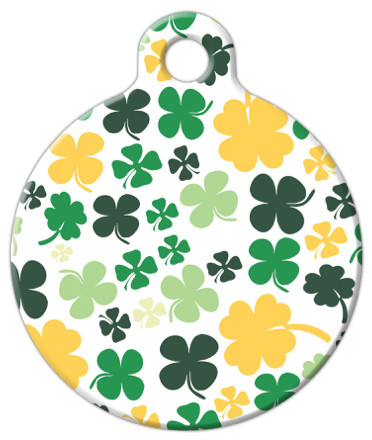 Pet ID Name Tag Lucky Irish Shamrock Clover Personalised Custom DOG CAT Name Tag