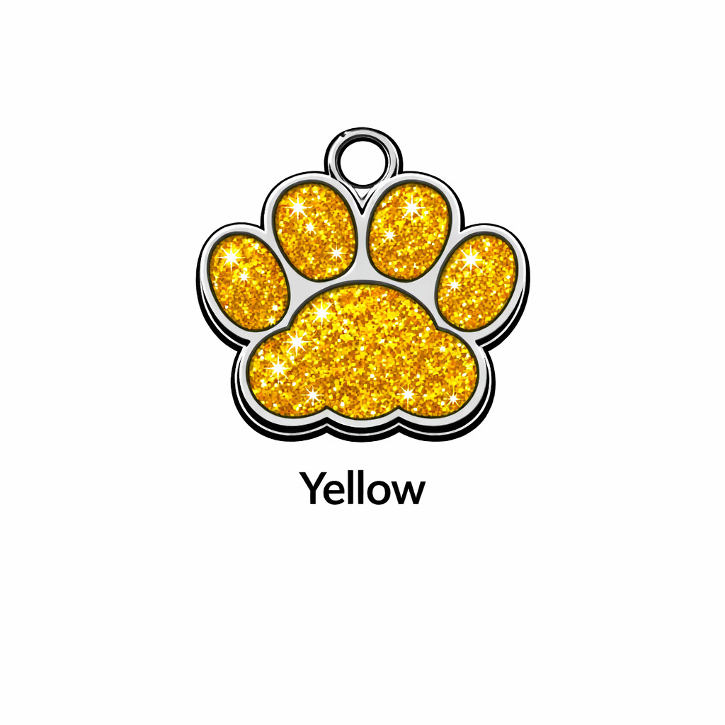 Deep Engraving Glitter Paw Pet ID Tag, Custom Engraved Dog Tags Personalized